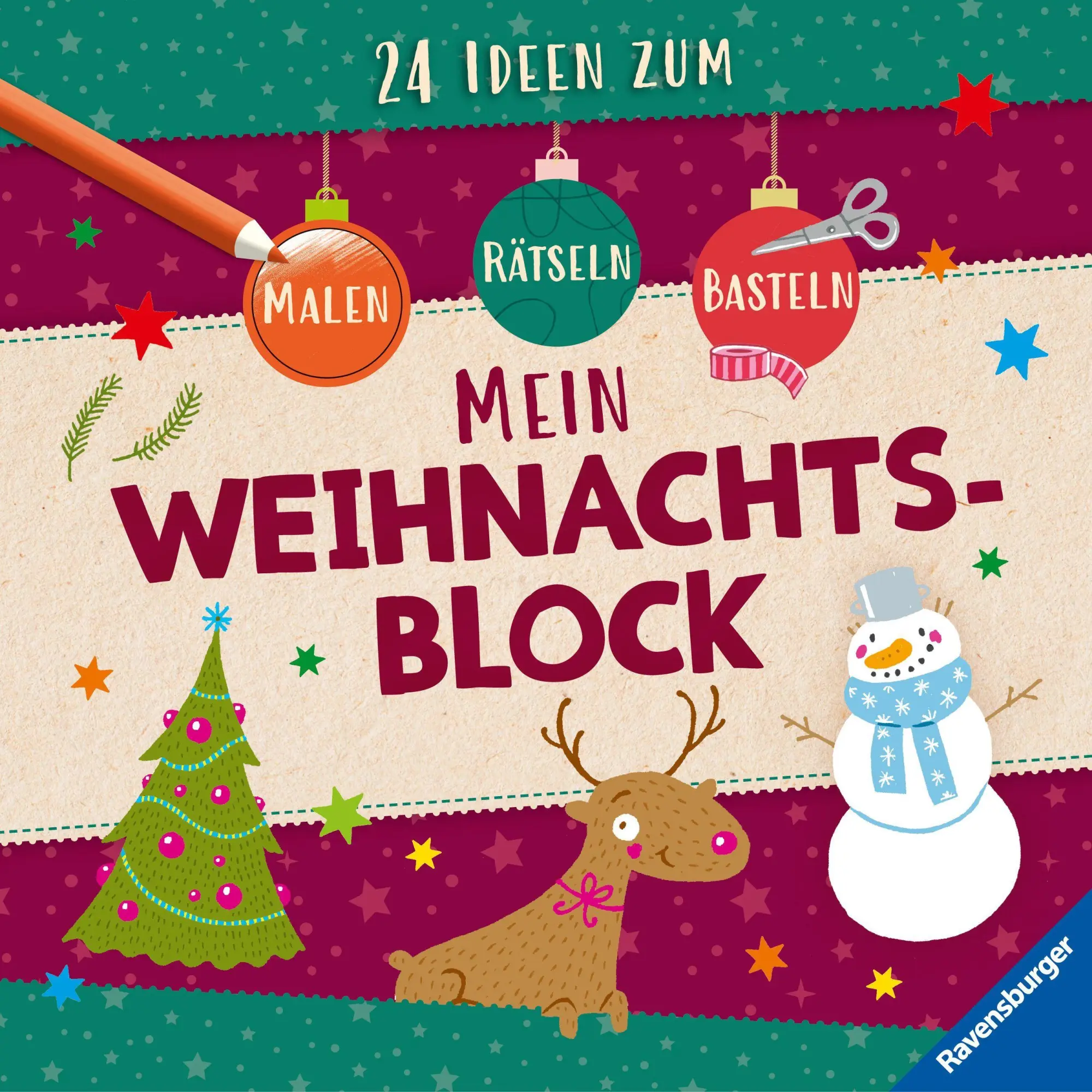Cover: 9783473488339 | Mein Weihnachtsblock: 24 Ideen zum Malen, Basteln, Rätseln | Scheller