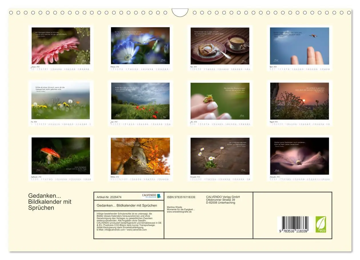 Bild: 9783516118339 | Gedanken... Bildkalender mit Sprüchen (Wandkalender 2026 DIN A3...