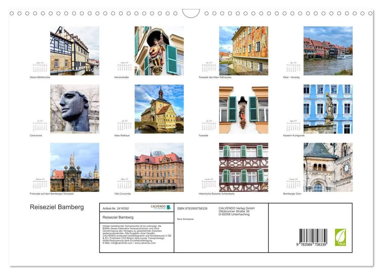 Bild: 9783569758339 | Reiseziel Bamberg (Wandkalender 2027 DIN A3 quer), CALVENDO...