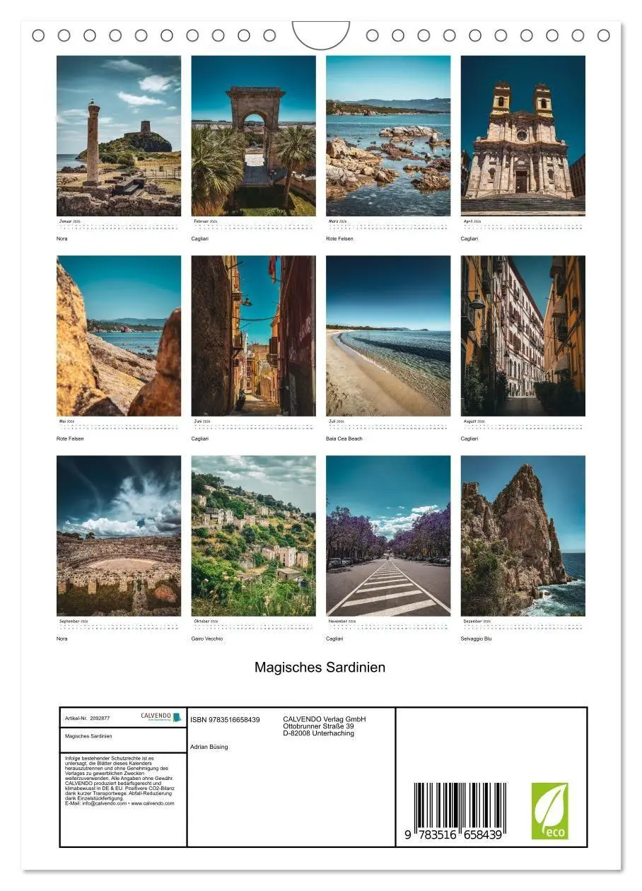 Bild: 9783516658439 | Magisches Sardinien (Wandkalender 2026 DIN A4 hoch), CALVENDO...