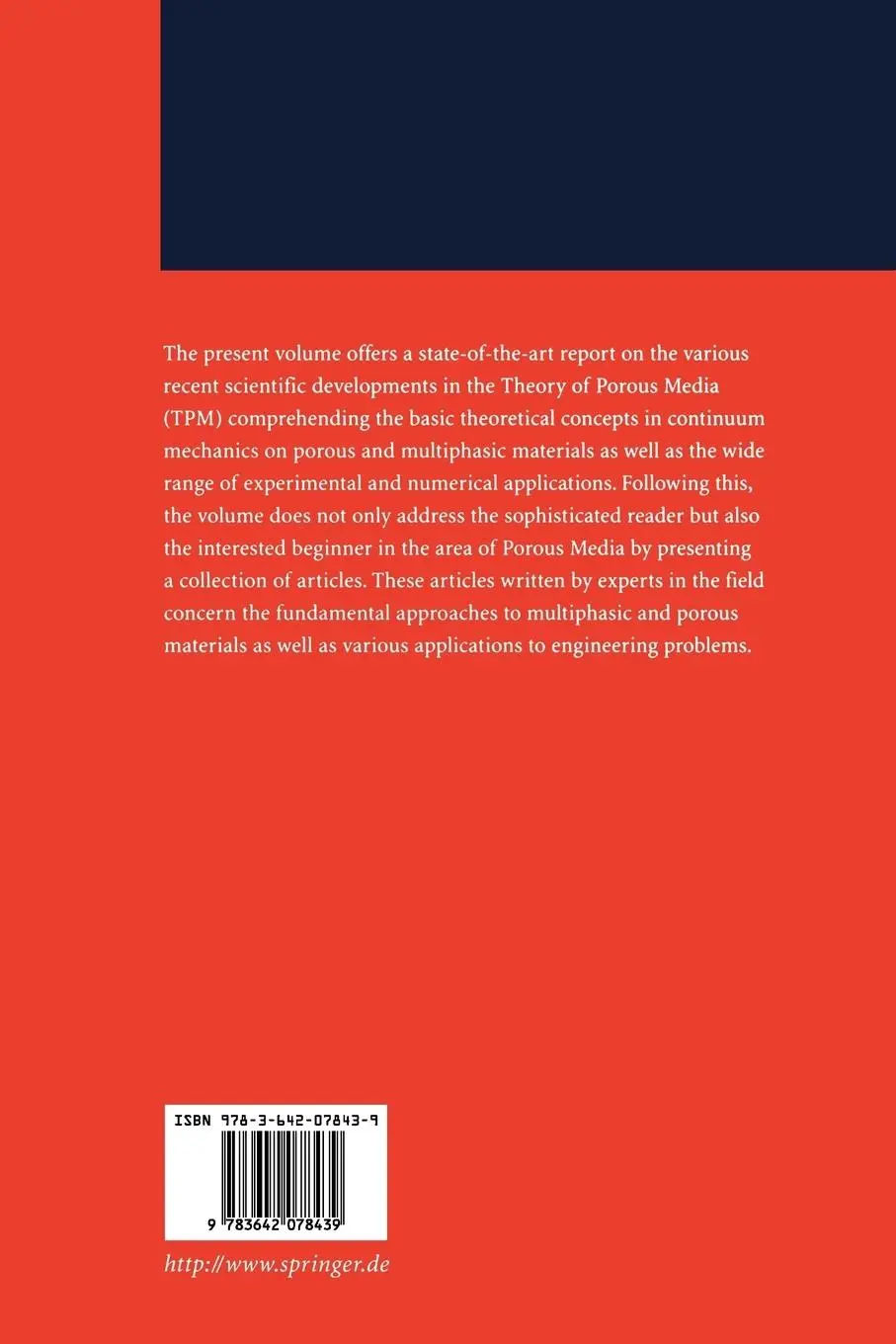 Rückseite: 9783642078439 | Porous Media | Theory, Experiments and Numerical Applications | Buch