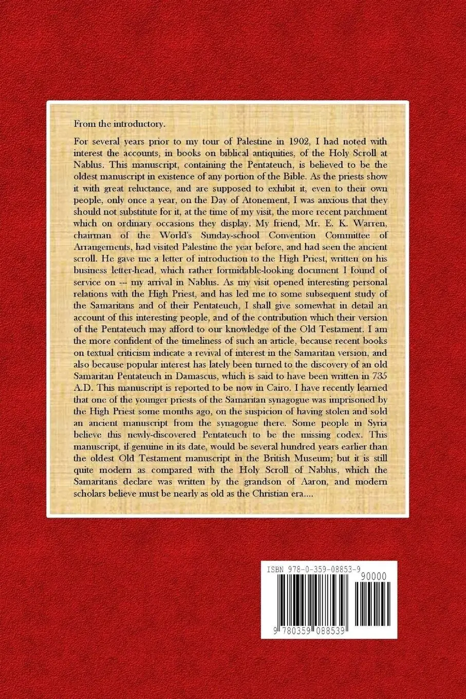 Rückseite: 9780359088539 | The Samaritan Pentateuch | William E. Barton | Taschenbuch | Englisch