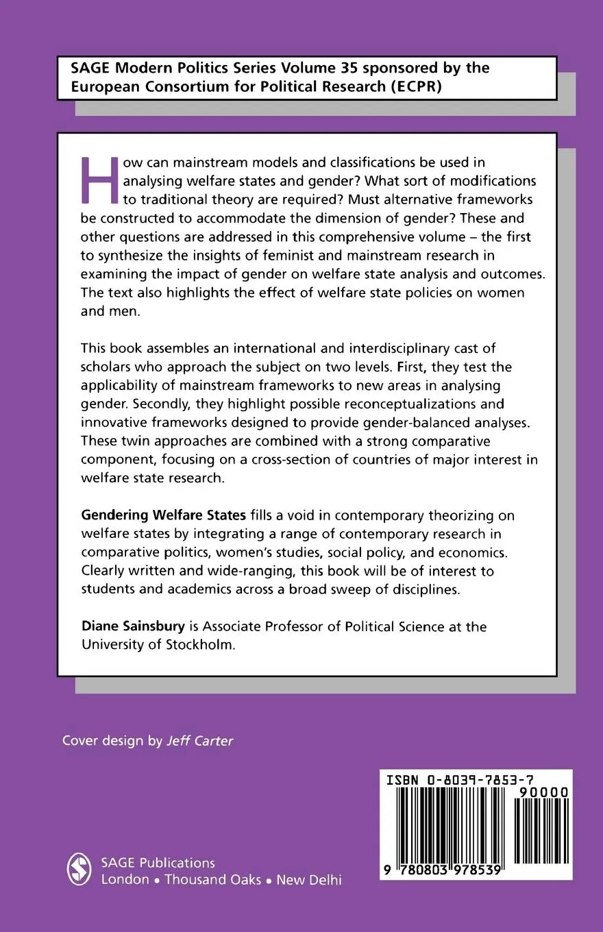 Rückseite: 9780803978539 | Gendering Welfare States | Diane Sainsbury | Taschenbuch | Englisch