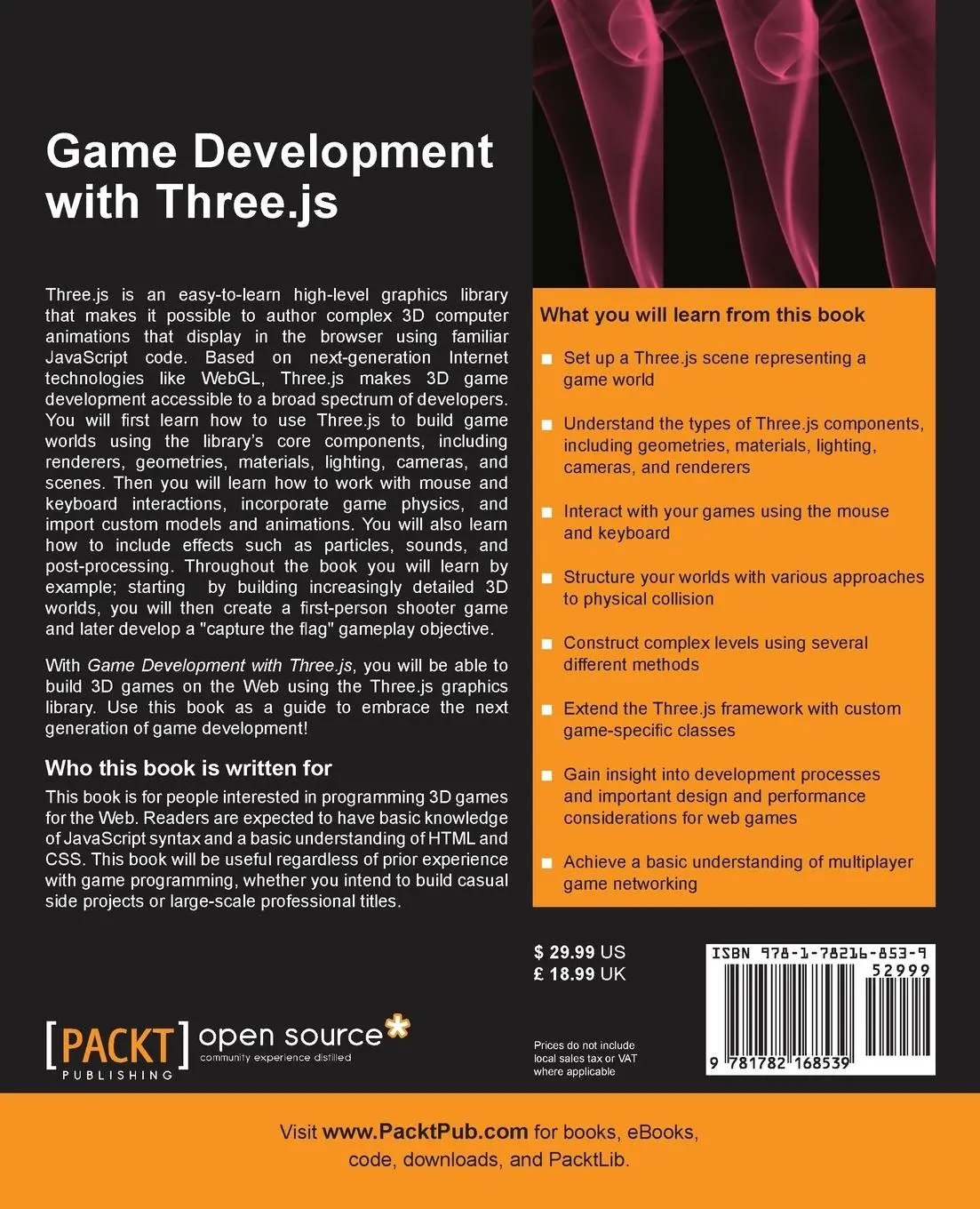 Rückseite: 9781782168539 | Game Development with Three.Js | Isaac Sukin | Taschenbuch | Englisch