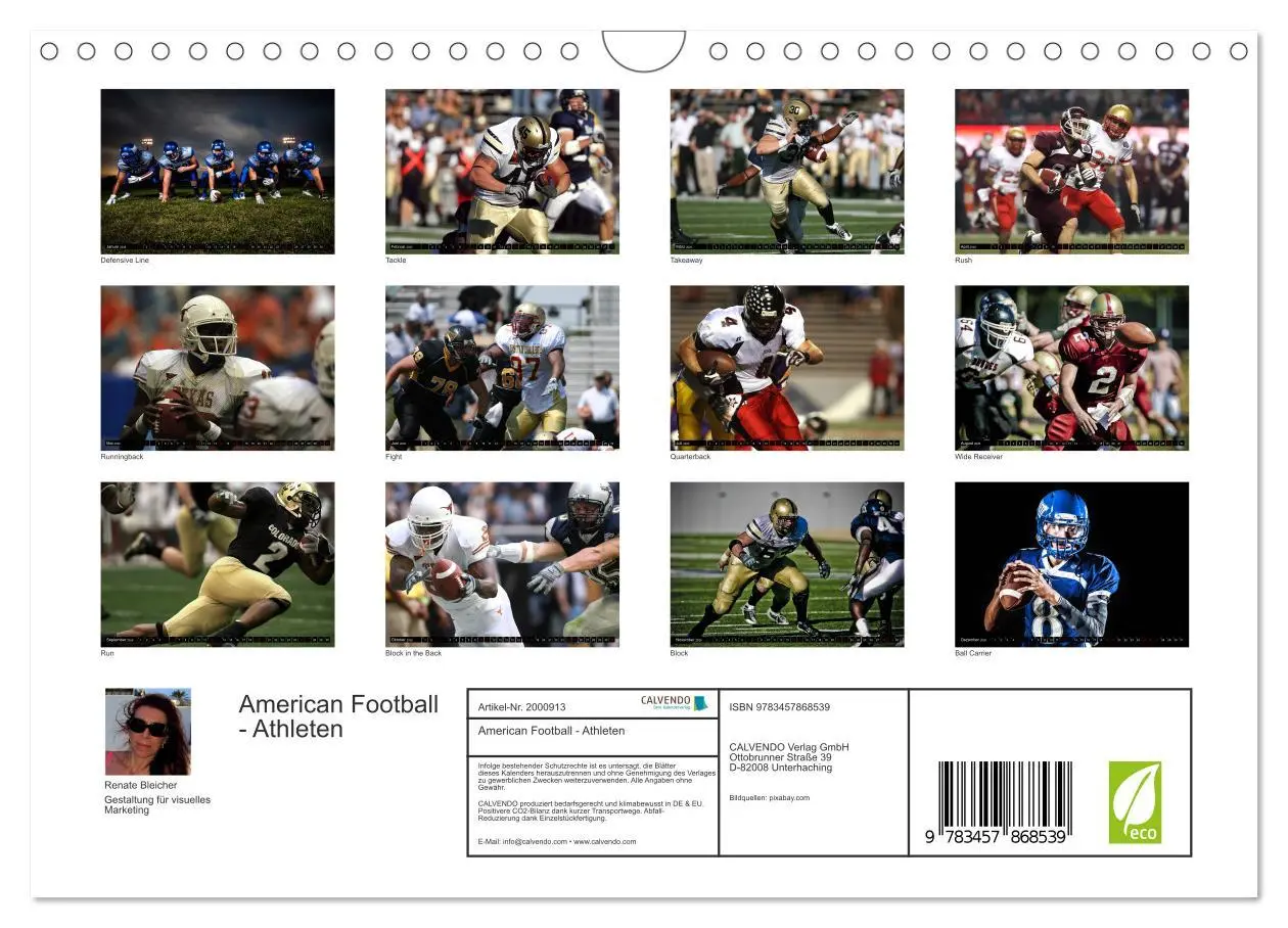 Bild: 9783457868539 | American Football - Athleten (Wandkalender 2026 DIN A4 quer),...