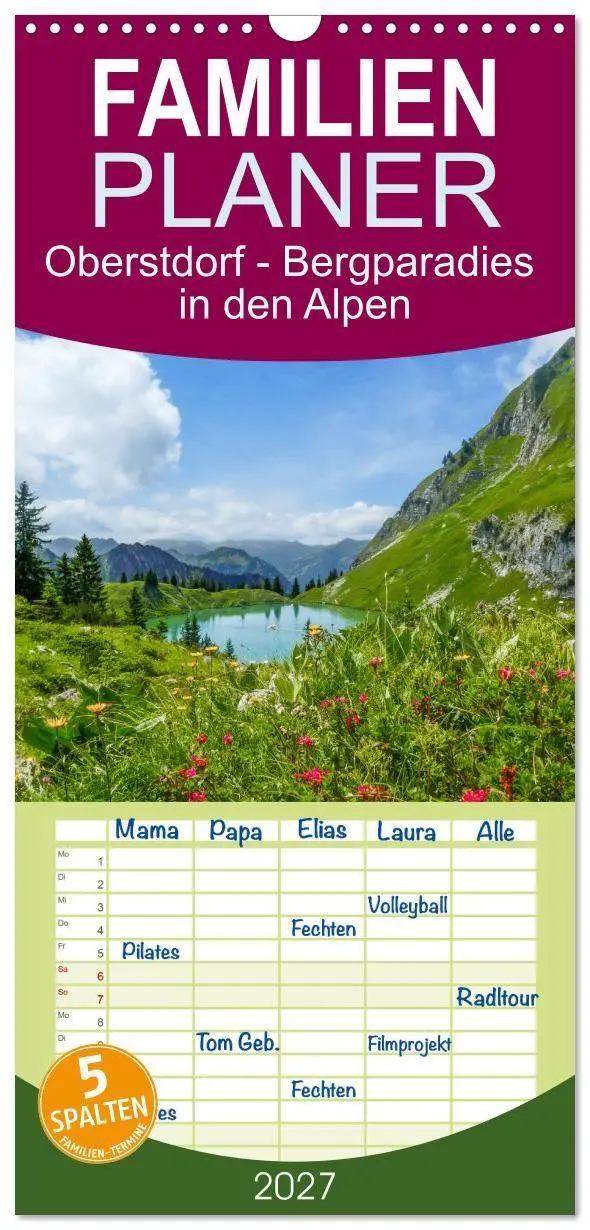 Cover: 9783594318539 | Familienplaner 2027 - Oberstdorf - Bergparadies in den Alpen mit 5...