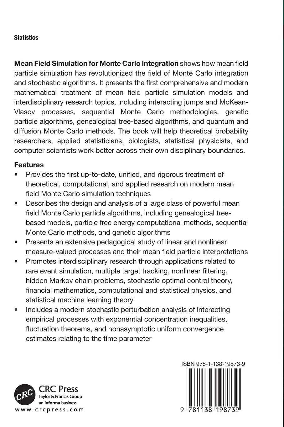 Rückseite: 9781138198739 | Mean Field Simulation for Monte Carlo Integration | Pierre Del Moral