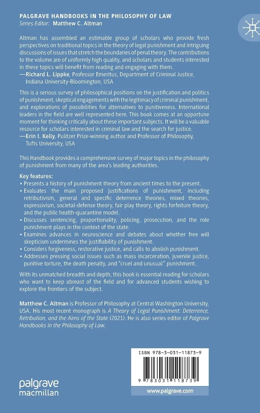 Rückseite: 9783031118739 | The Palgrave Handbook on the Philosophy of Punishment | Altman | Buch