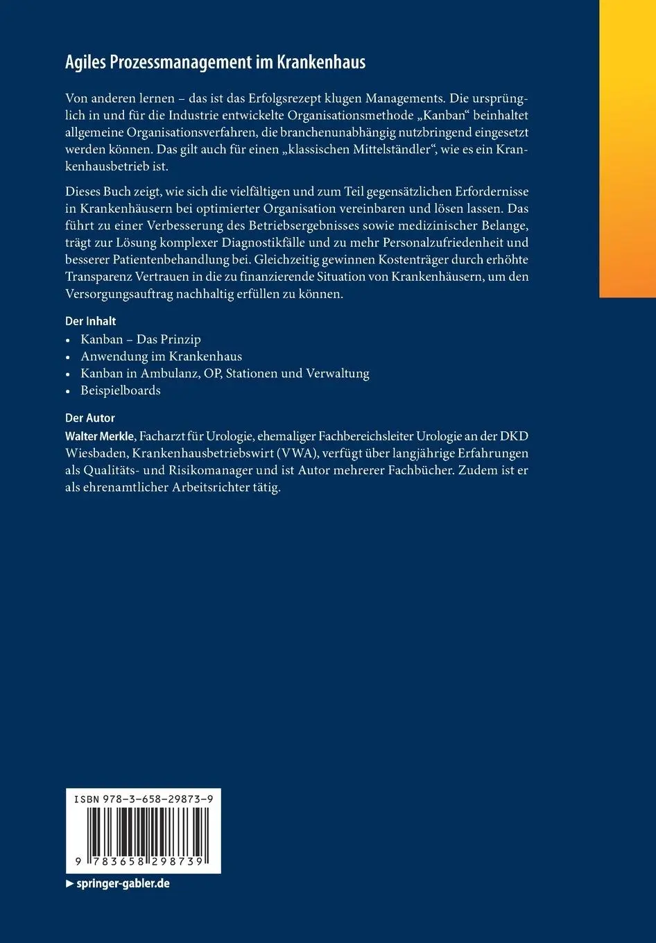 Rückseite: 9783658298739 | Agiles Prozessmanagement im Krankenhaus | Walter Merkle | Taschenbuch
