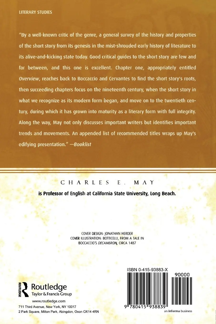 Rückseite: 9780415938839 | The Short Story | The Reality of Artifice | Charles May | Taschenbuch