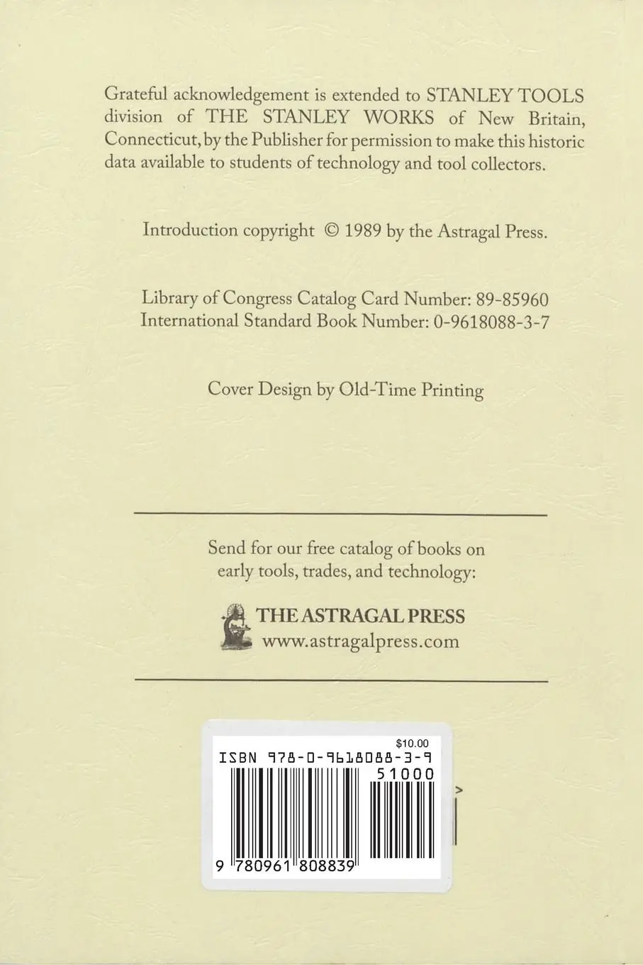 Rückseite: 9780961808839 | The Stanley Rule &amp; Level Company's Combination Plane | Roberts | Buch