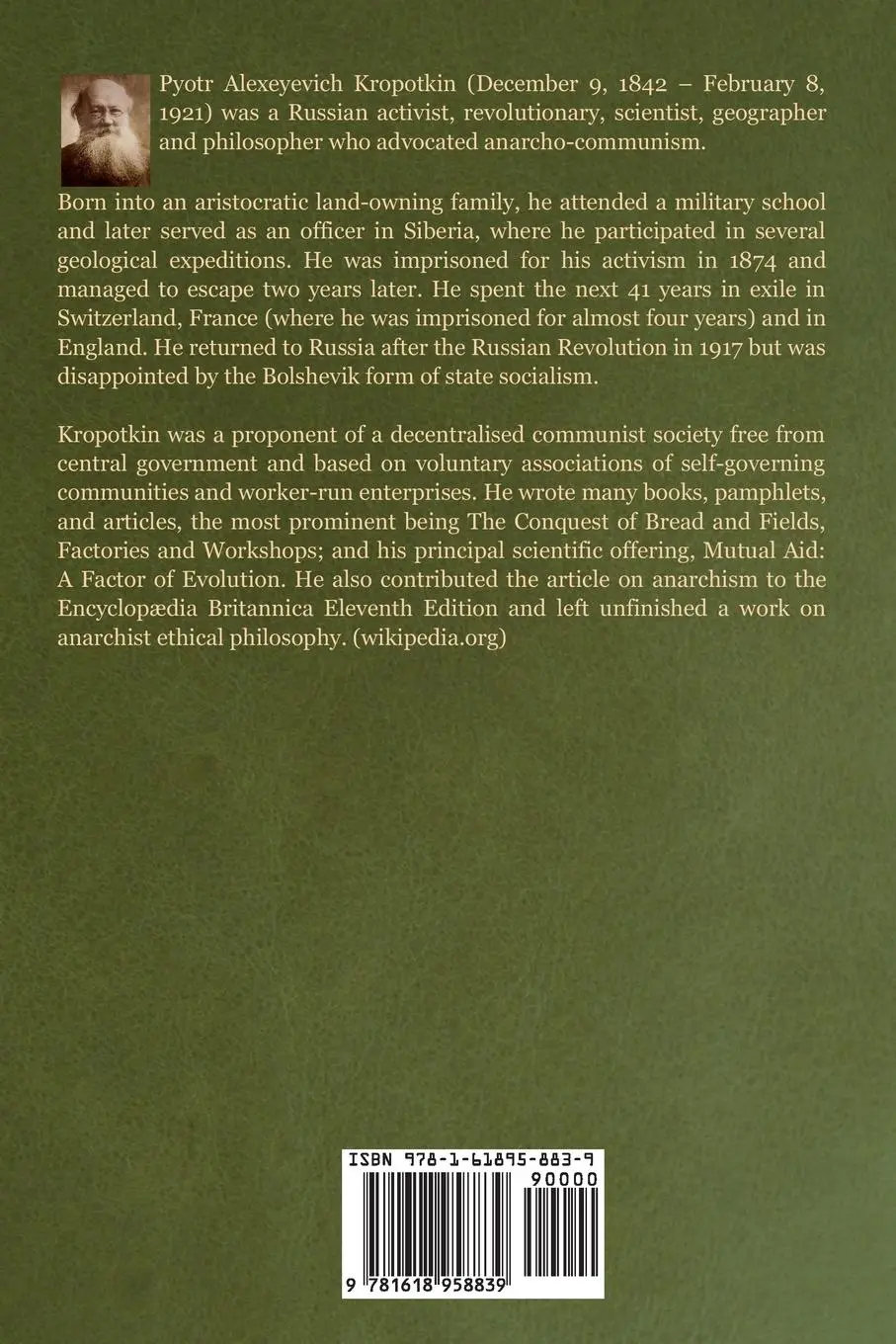 Rückseite: 9781618958839 | Mutual Aid | A Factor of Evolution | P. Kropotkin | Taschenbuch | 2020