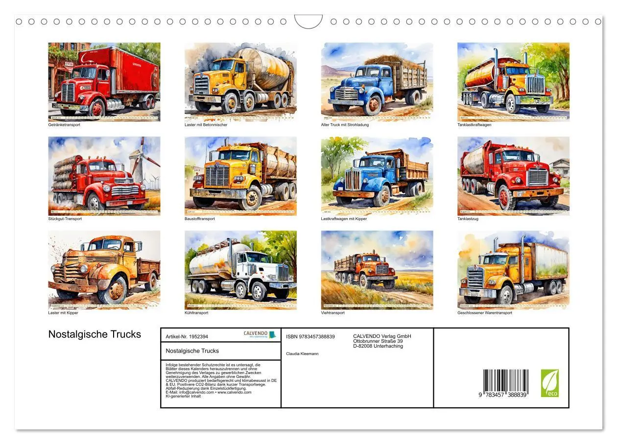 Bild: 9783457388839 | Nostalgische Trucks (Wandkalender 2026 DIN A3 quer), CALVENDO...