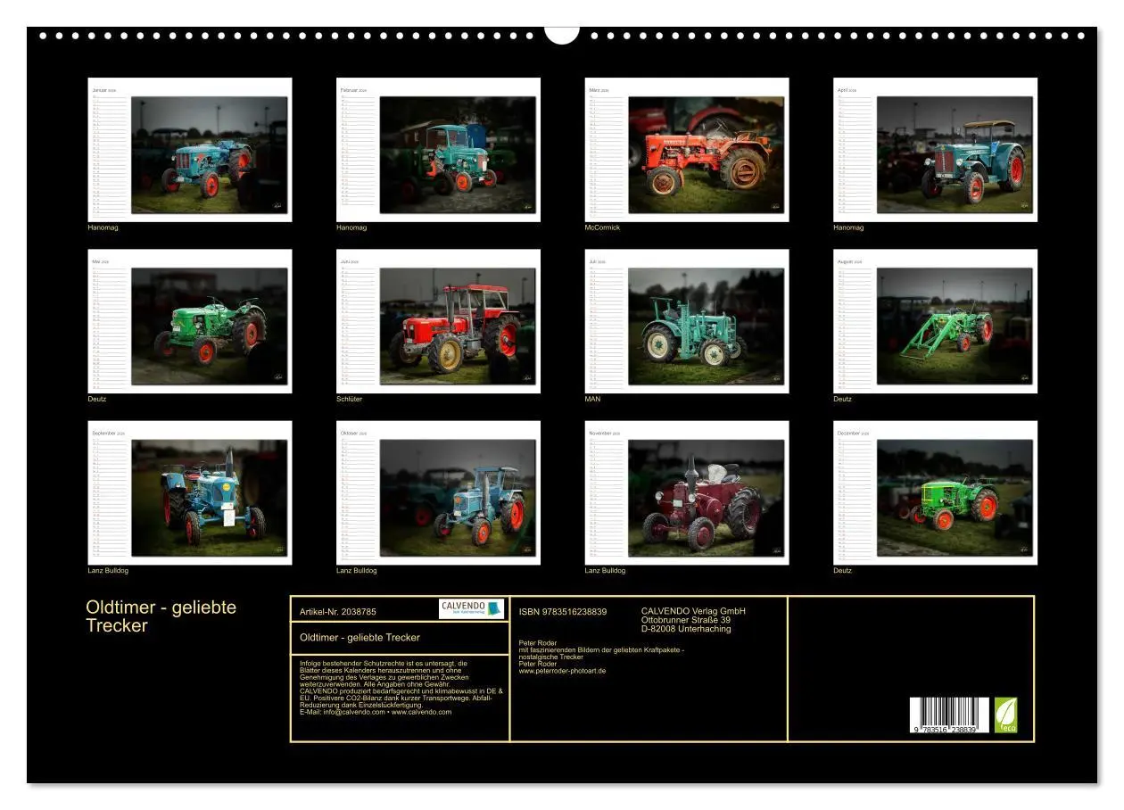 Bild: 9783516238839 | Oldtimer - geliebte Trecker (Wandkalender 2026 DIN A2 quer),...