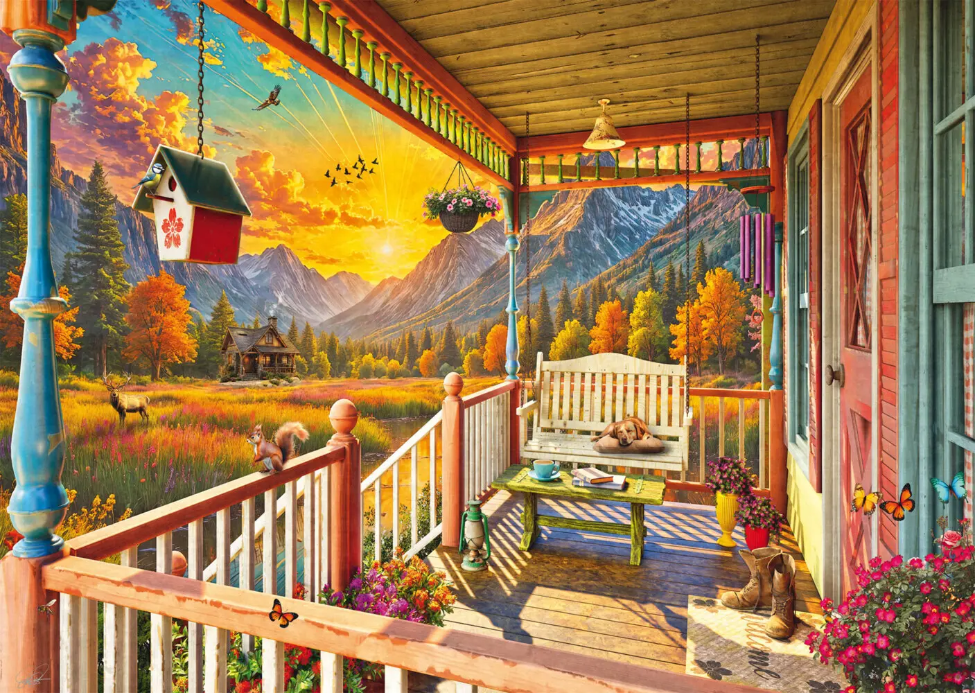 Bild: 4001504588939 | Bergland-Veranda | Puzzles Standard 1.000 Teile | Spiel | Schachtel