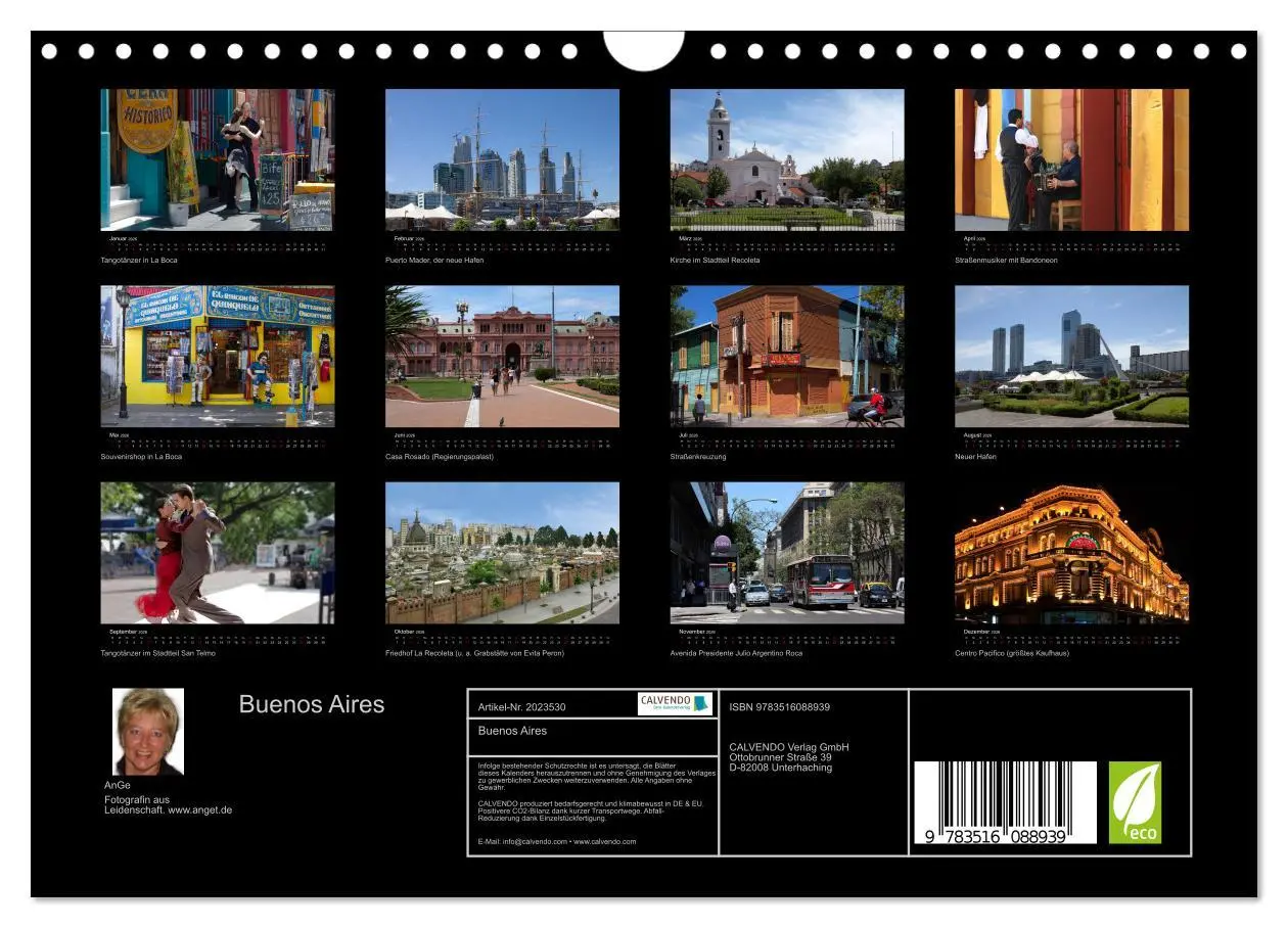Bild: 9783516088939 | Buenos Aires (Wandkalender 2026 DIN A4 quer), CALVENDO Monatskalender