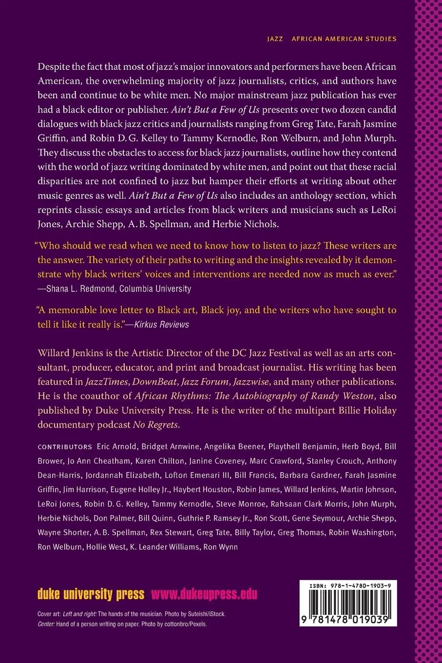 Rückseite: 9781478019039 | Ain't But a Few of Us | Black Music Writers Tell Their Story | Jenkins