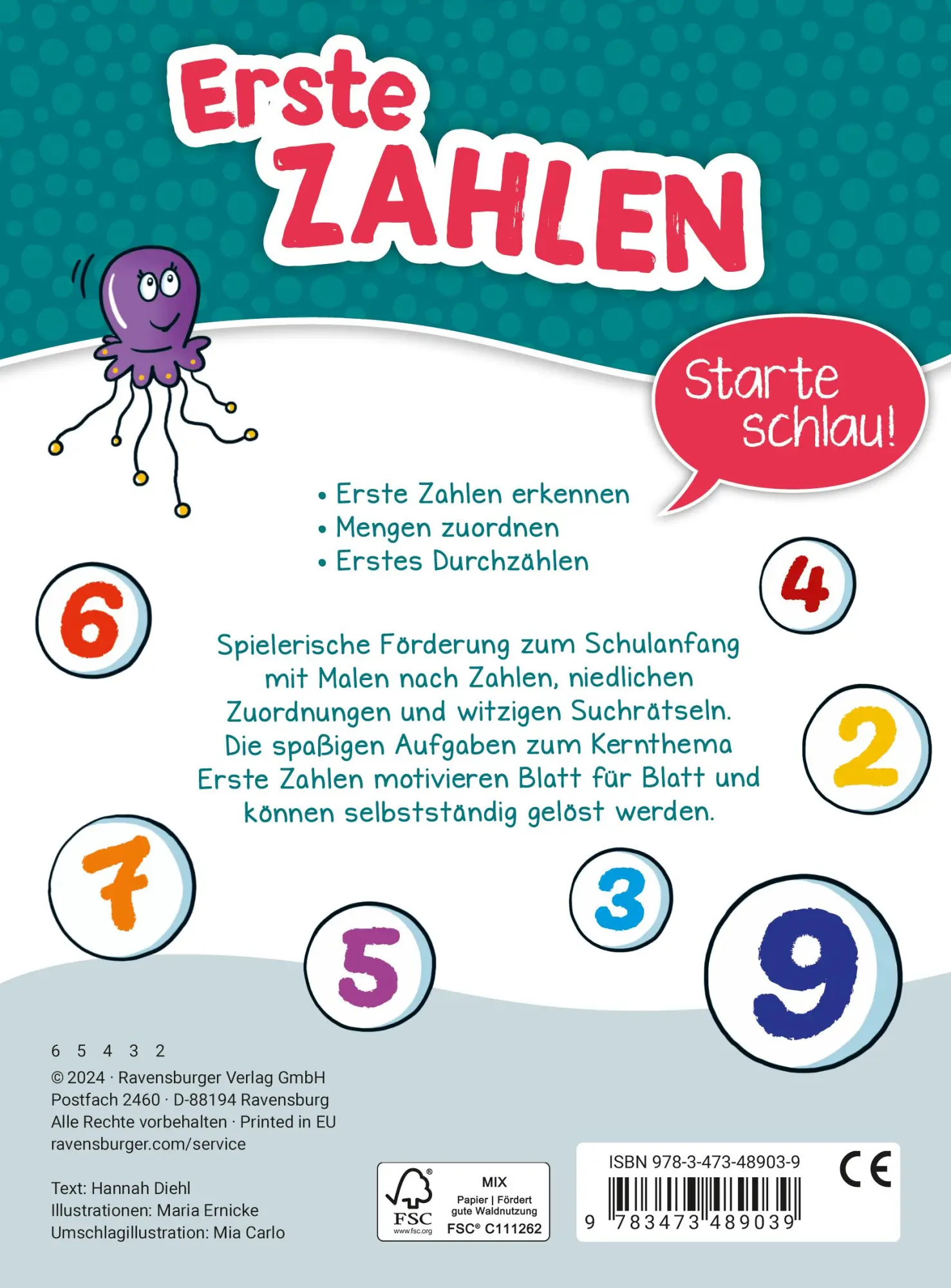 Rückseite: 9783473489039 | Mein Block zum Schulanfang: Erste Zahlen | Taschenbuch | 80 S. | 2024