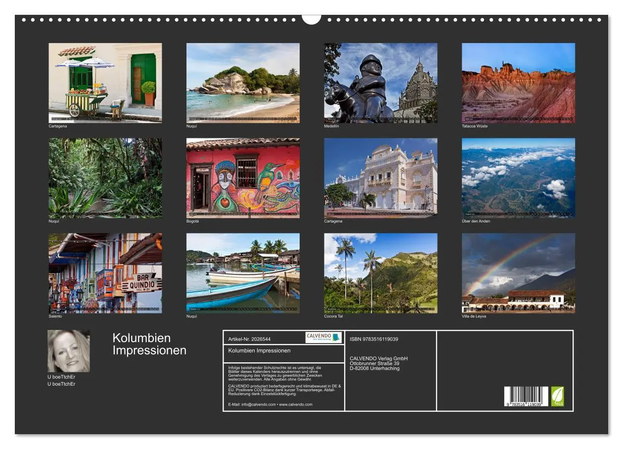 Bild: 9783516119039 | Kolumbien Impressionen (Wandkalender 2026 DIN A2 quer), CALVENDO...