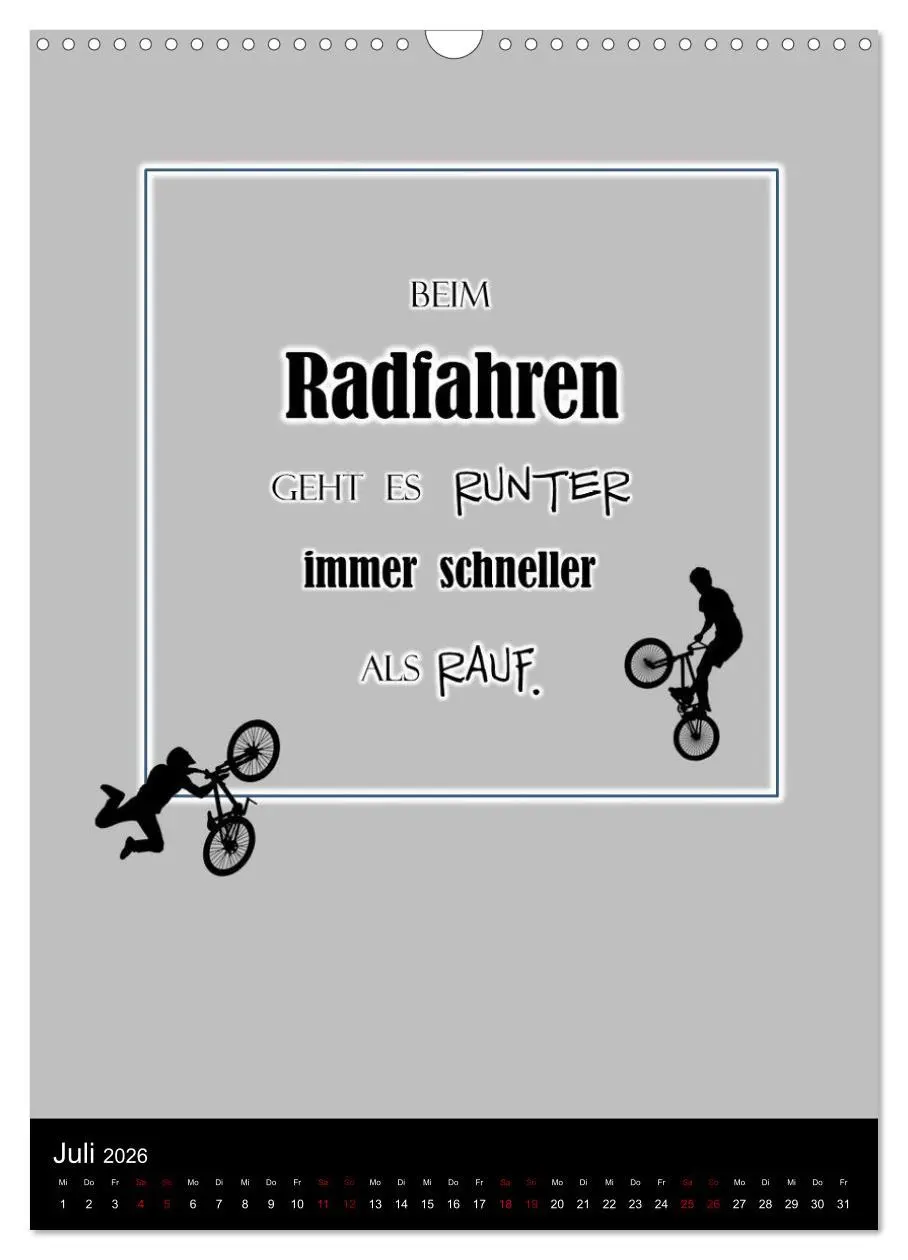 Bild: 9783516359039 | Markante, freche Sprüche rund ums Radfahren (Wandkalender 2026 DIN...