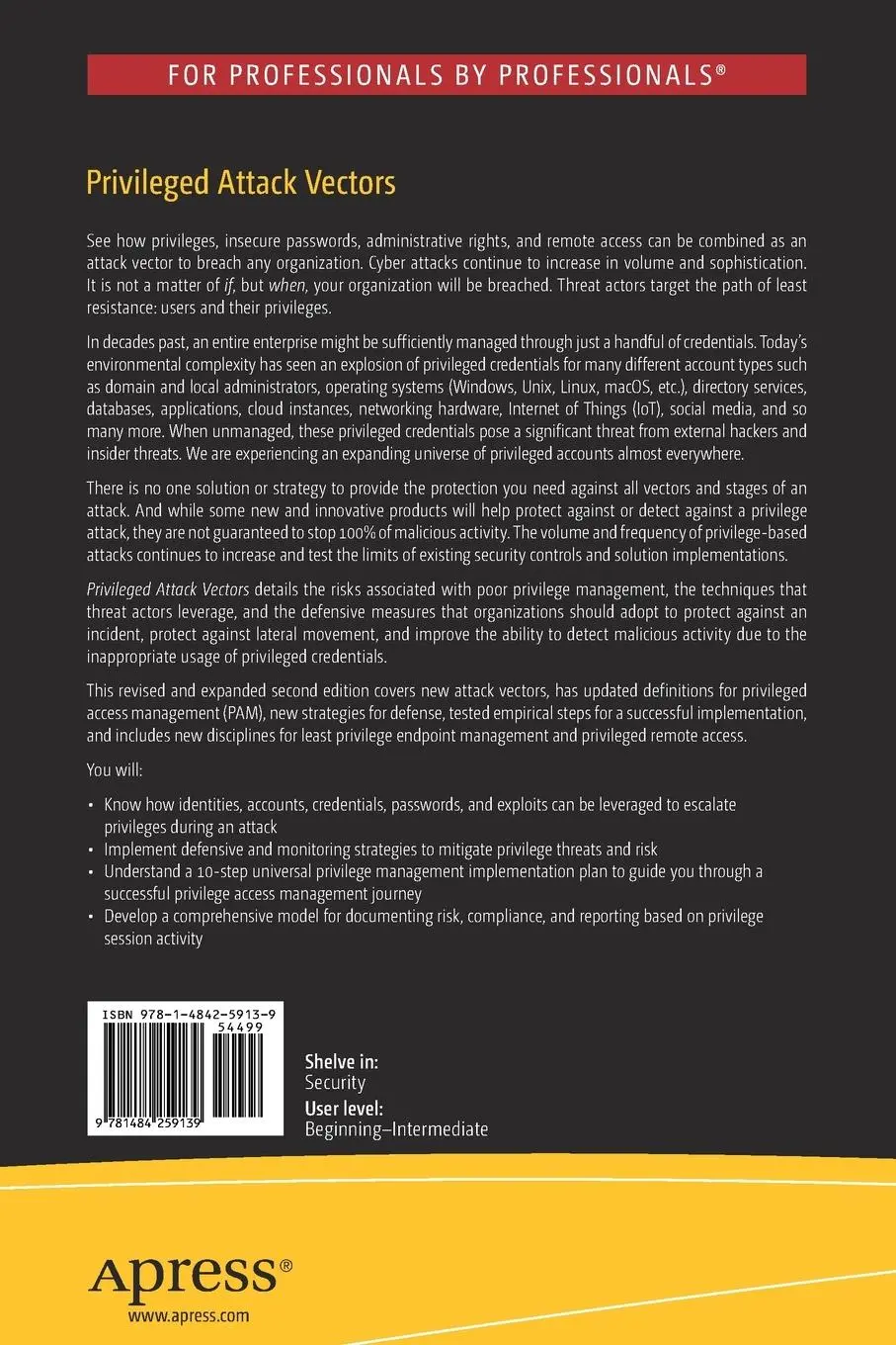 Rückseite: 9781484259139 | Privileged Attack Vectors | Morey J. Haber | Taschenbuch | xxxv | 2020