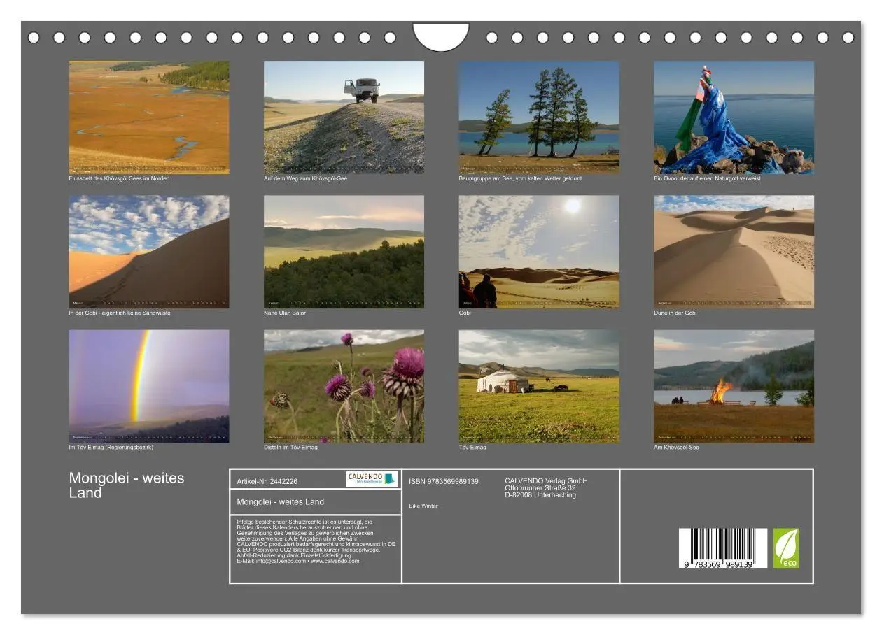 Bild: 9783569989139 | Mongolei - weites Land (Wandkalender 2027 DIN A4 quer), CALVENDO...