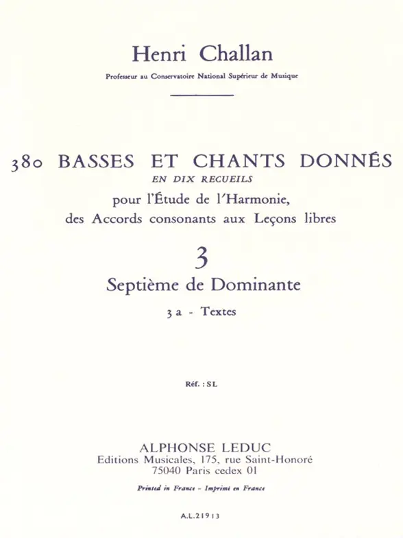Cover: 9790046219139 | 380 basses et chants donnés vol.3a Septième de Dominante - textes