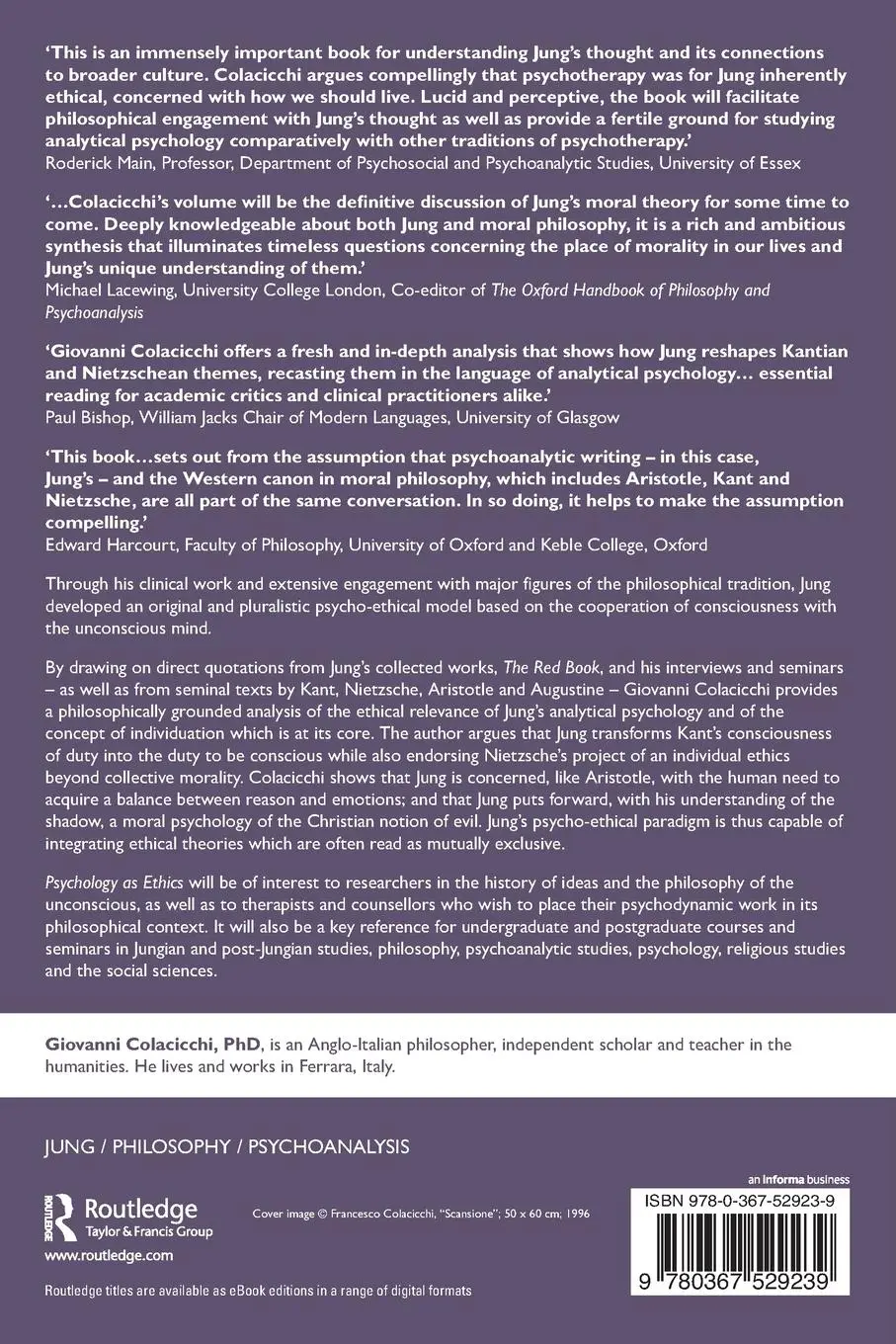Rückseite: 9780367529239 | Psychology as Ethics | Reading Jung with Kant, Nietzsche and Aristotle