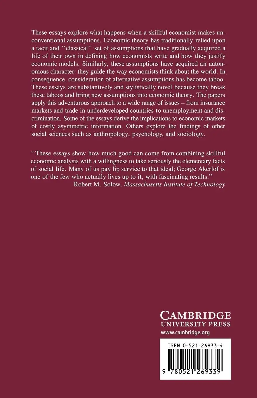 Rückseite: 9780521269339 | An Economic Theorist's Book of Tales | George A. Akerlof (u. a.)