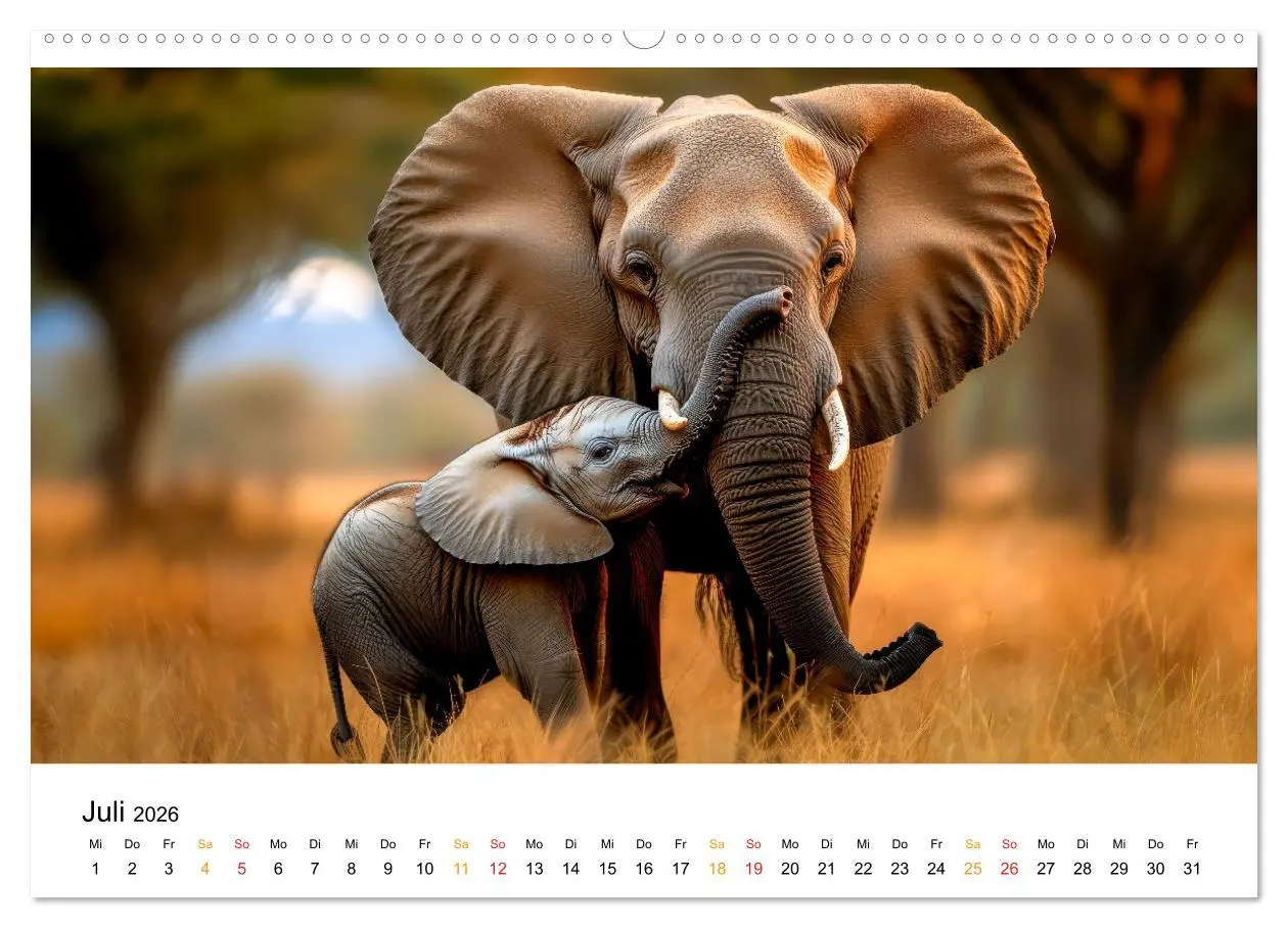 Bild: 9783457309339 | Elefanten - Riesen der Wildnis (Wandkalender 2026 DIN A2 quer),...