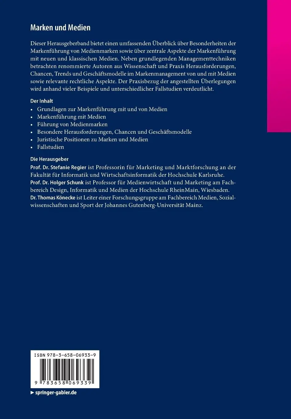Rückseite: 9783658069339 | Marken und Medien | Stefanie Regier (u. a.) | Taschenbuch | xxxi