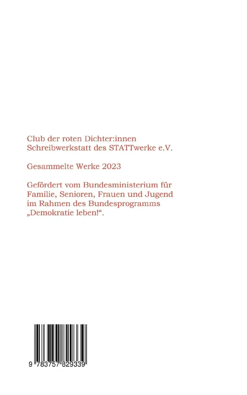 Rückseite: 9783757829339 | Club der roten Dichter:innen | Gesammelte Werke 2023 | V. | Buch