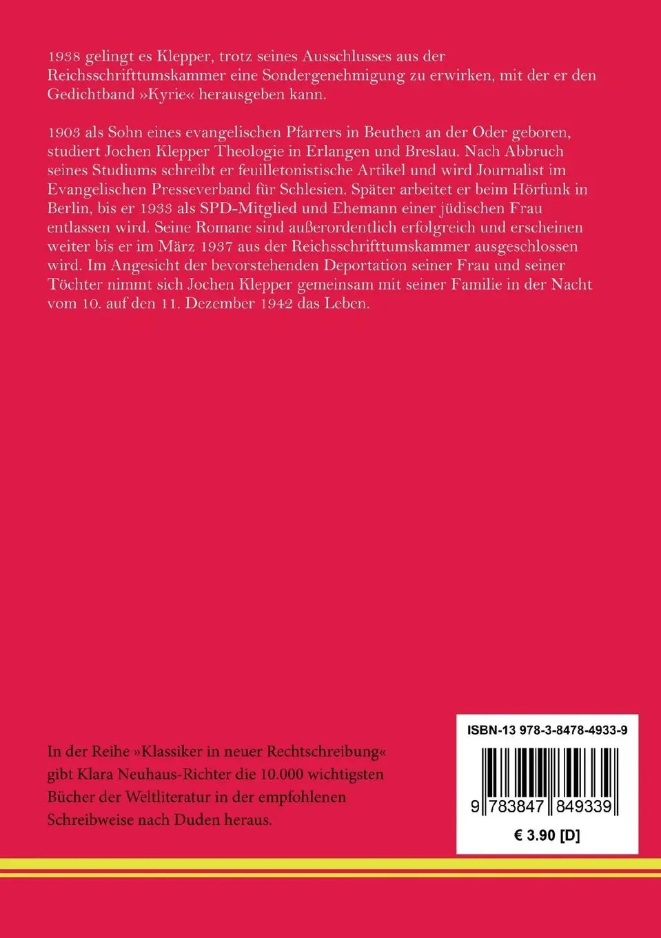 Rückseite: 9783847849339 | Kyrie | Jochen Klepper | Taschenbuch | 56 S. | Deutsch | 2021