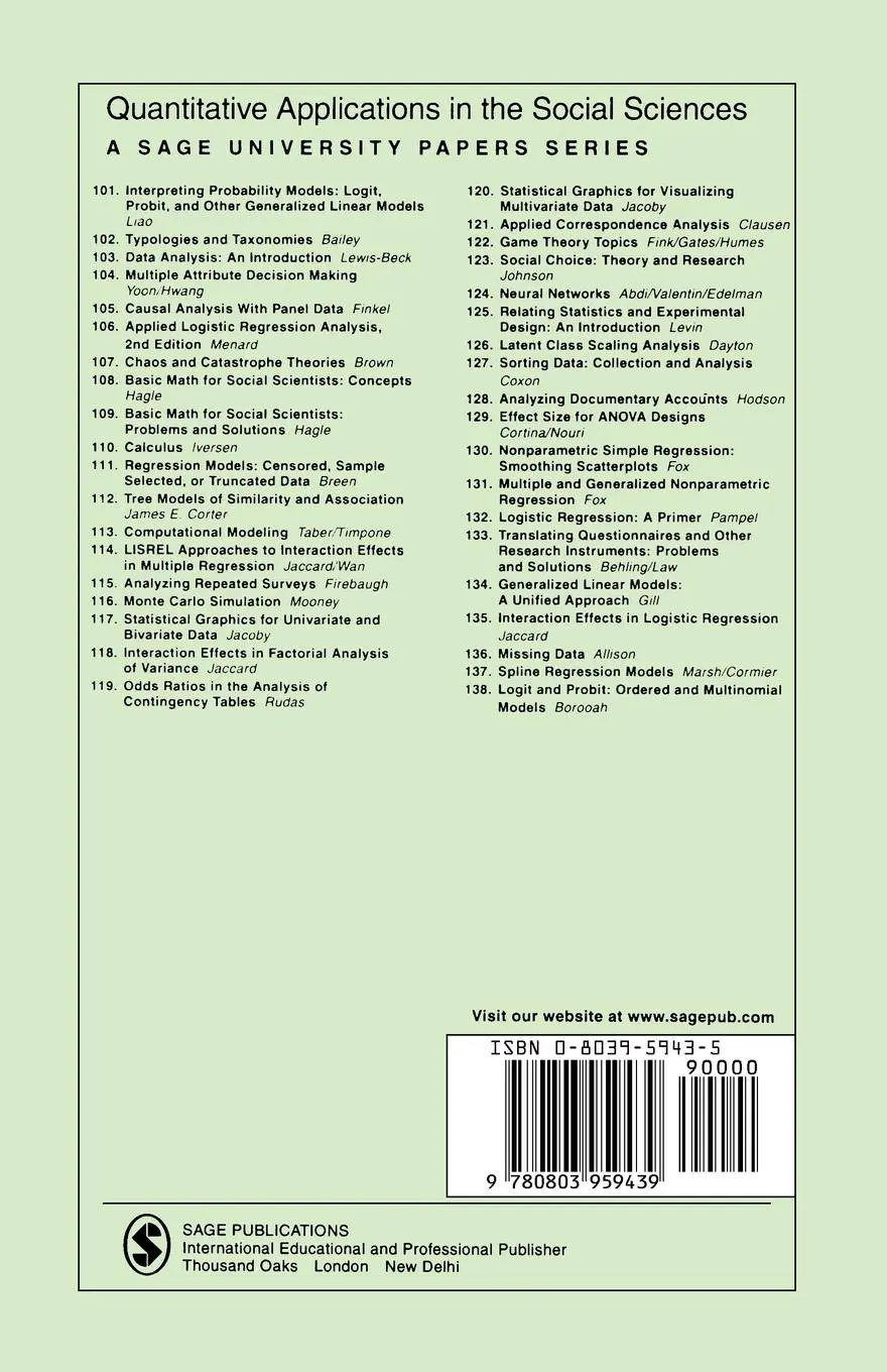 Rückseite: 9780803959439 | Monte Carlo Simulation | Christopher Z. Mooney | Taschenbuch | 1997