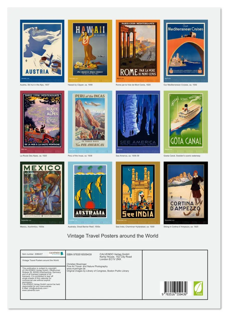 Bild: 9783516559439 | Vintage Travel Posters around the World (Wall Calendar 2026 DIN A3...