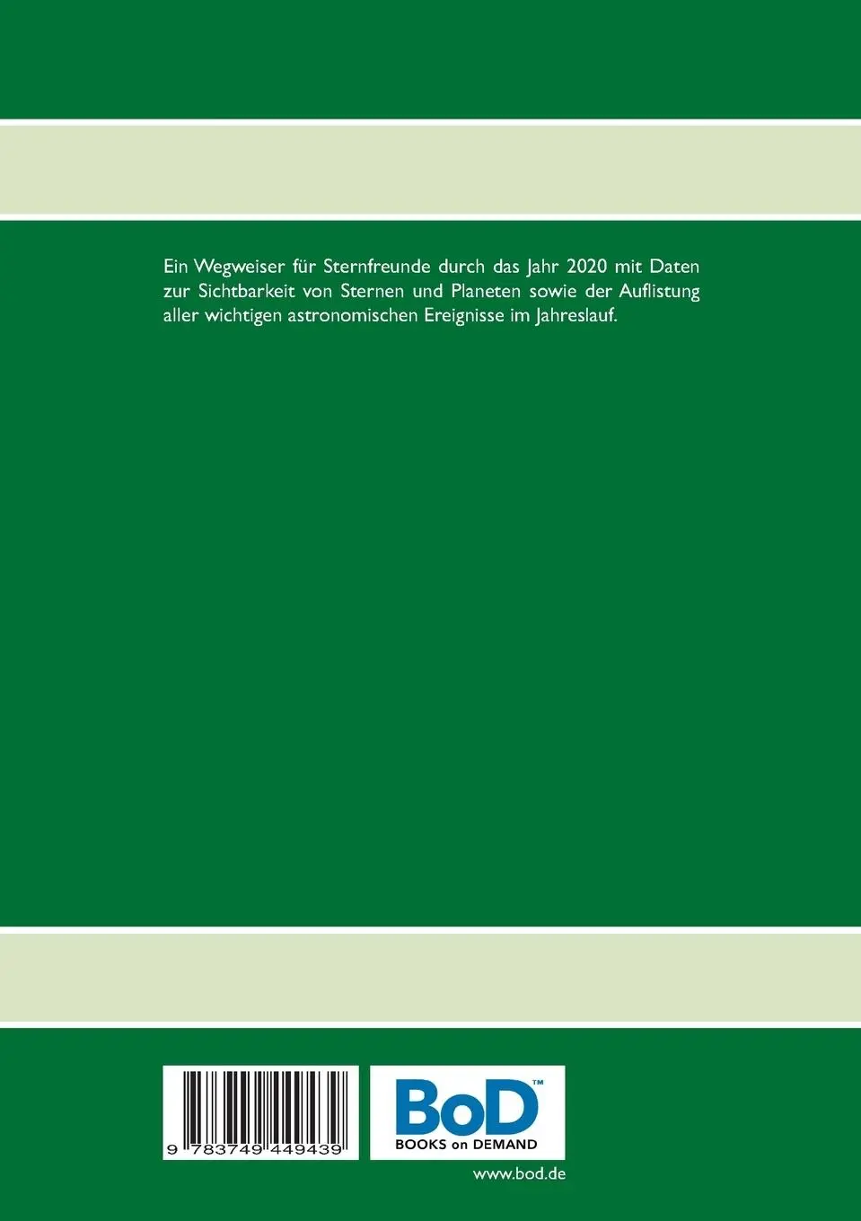 Rückseite: 9783749449439 | Astrolutz 2020 | Astronomisches Jahrbuch für 2020 | Harald Lutz | Buch