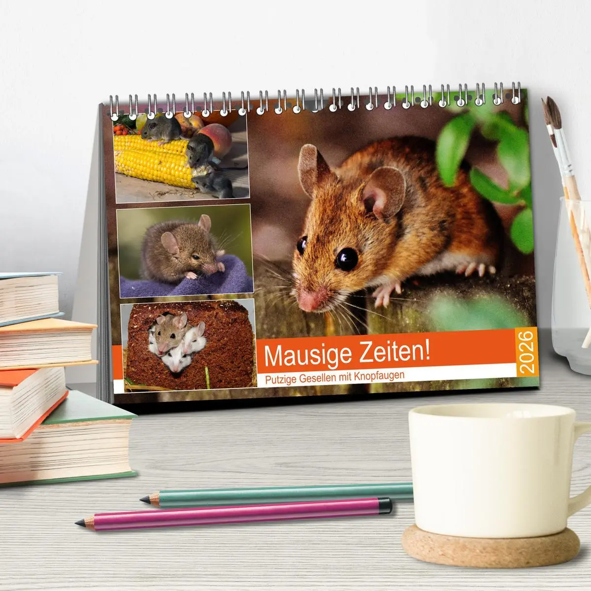 Bild: 9783457839539 | Mausige Zeiten! Putzige Gesellen mit Knopfaugen (Tischkalender 2026...