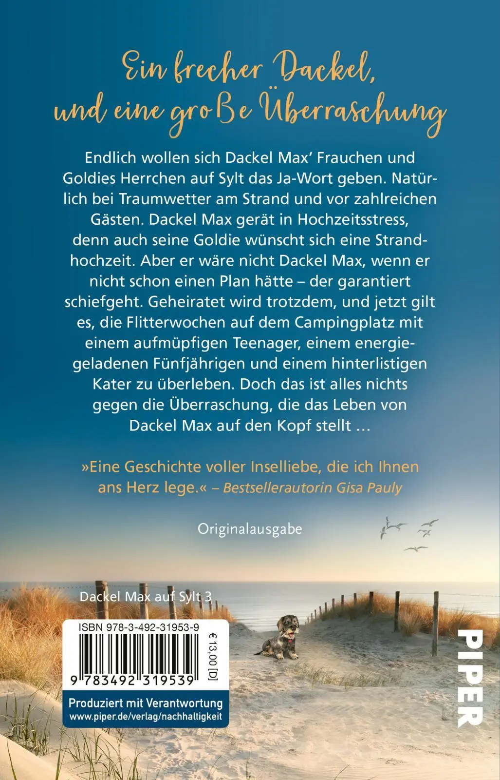 Rückseite: 9783492319539 | Pfotenglück - Dackel Max sucht Wolke sieben | Sina Beerwald | Buch