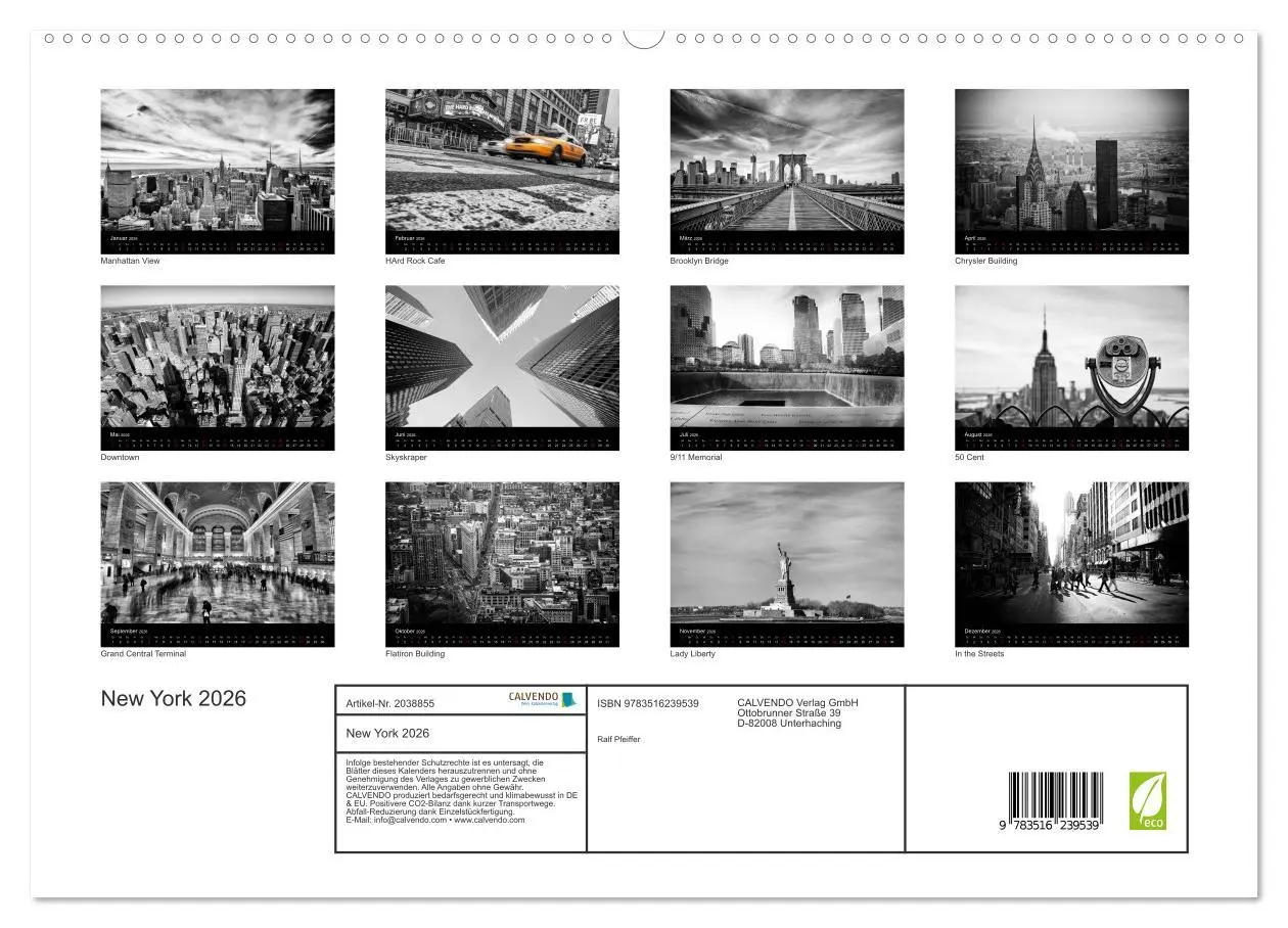Bild: 9783516239539 | New York 2026 (hochwertiger Premium Wandkalender 2026 DIN A2 quer),...