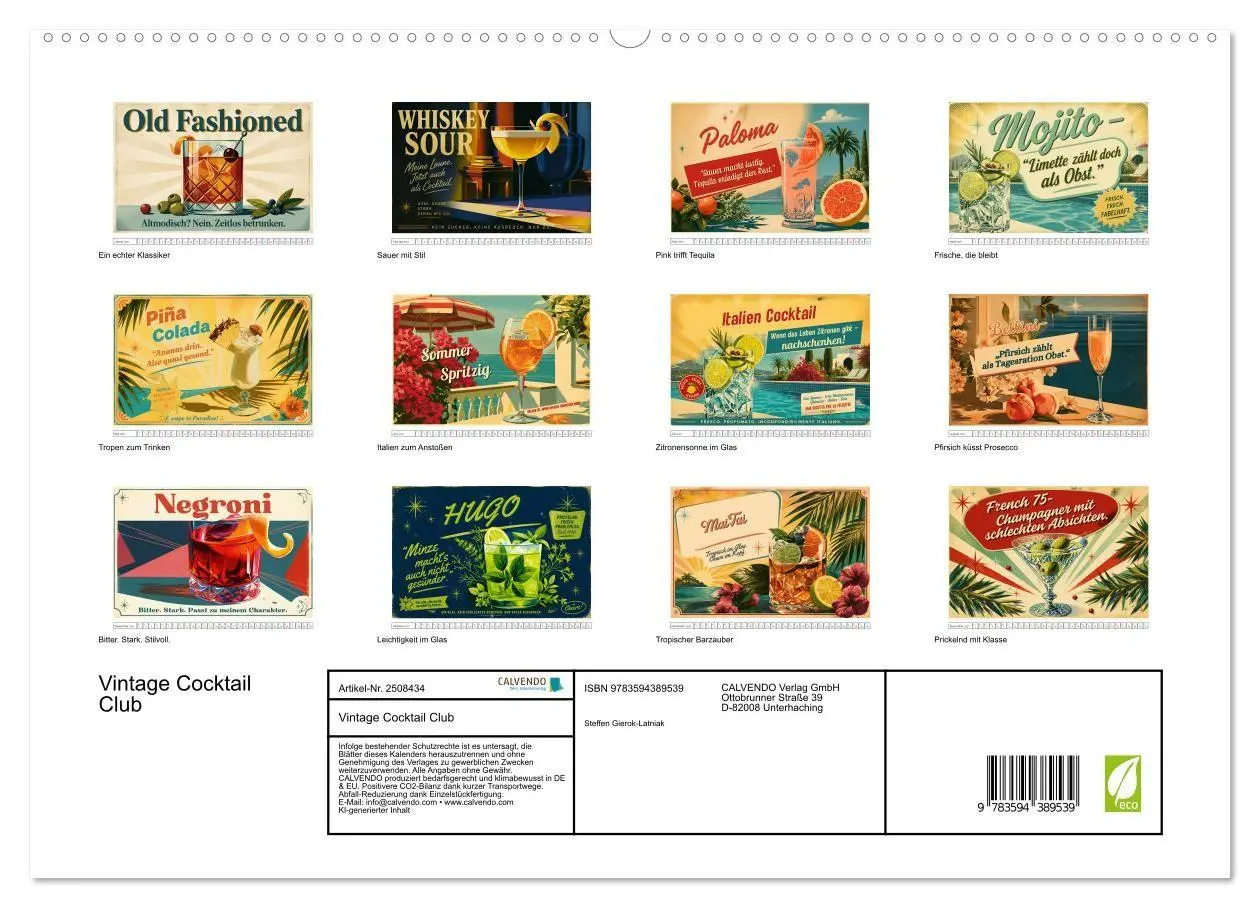 Bild: 9783594389539 | Vintage Cocktail Club (hochwertiger Premium Wandkalender 2027 DIN...