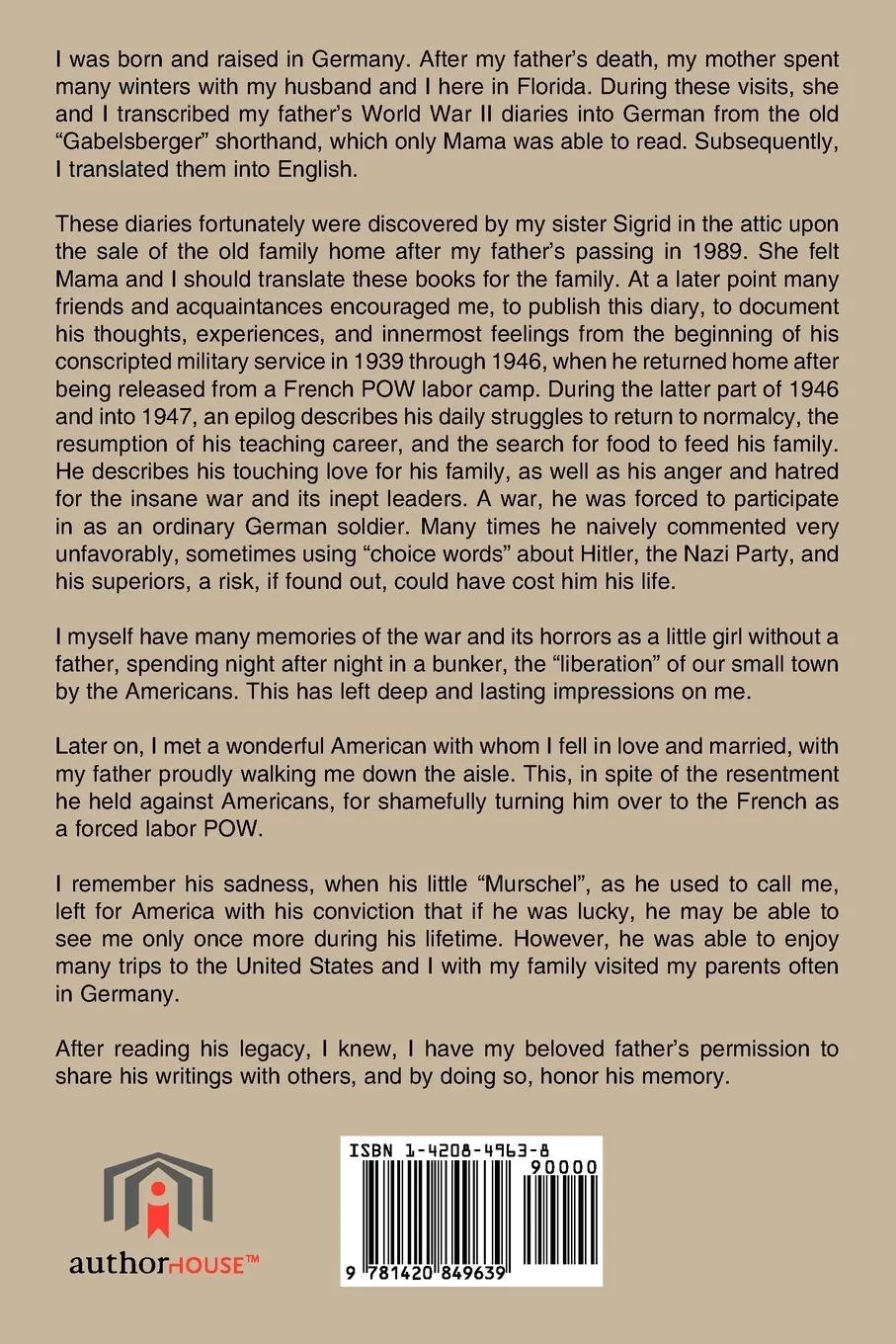 Rückseite: 9781420849639 | WWII Diary of a German Soldier | Helga Herzog Godfrey (u. a.) | Buch