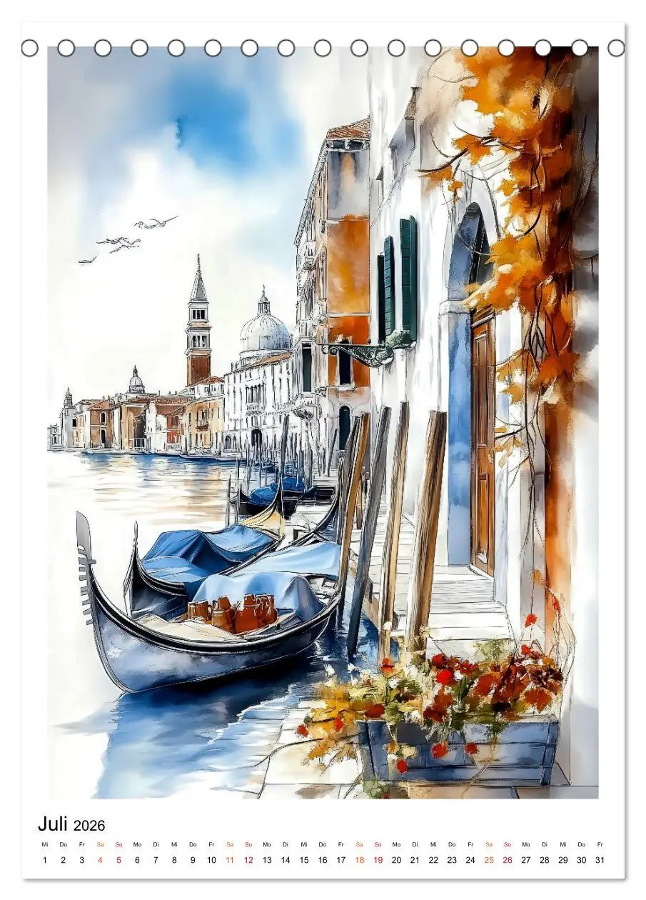 Bild: 9783457299739 | Venedig - Brücken, Kanäle, Gondeln (Tischkalender 2026 DIN A5...