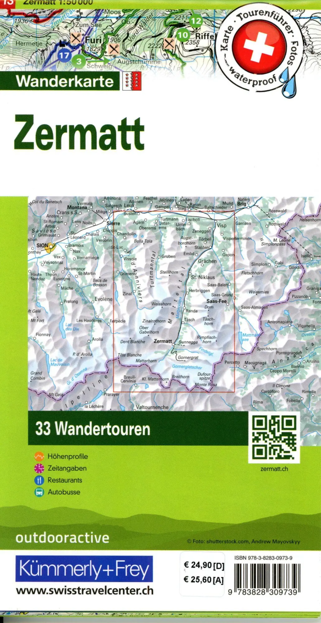 Bild: 9783828309739 | Kümmerly+Frey Wandertourenkarte 13 Zermatt 1:50.000 | AG | Deutsch