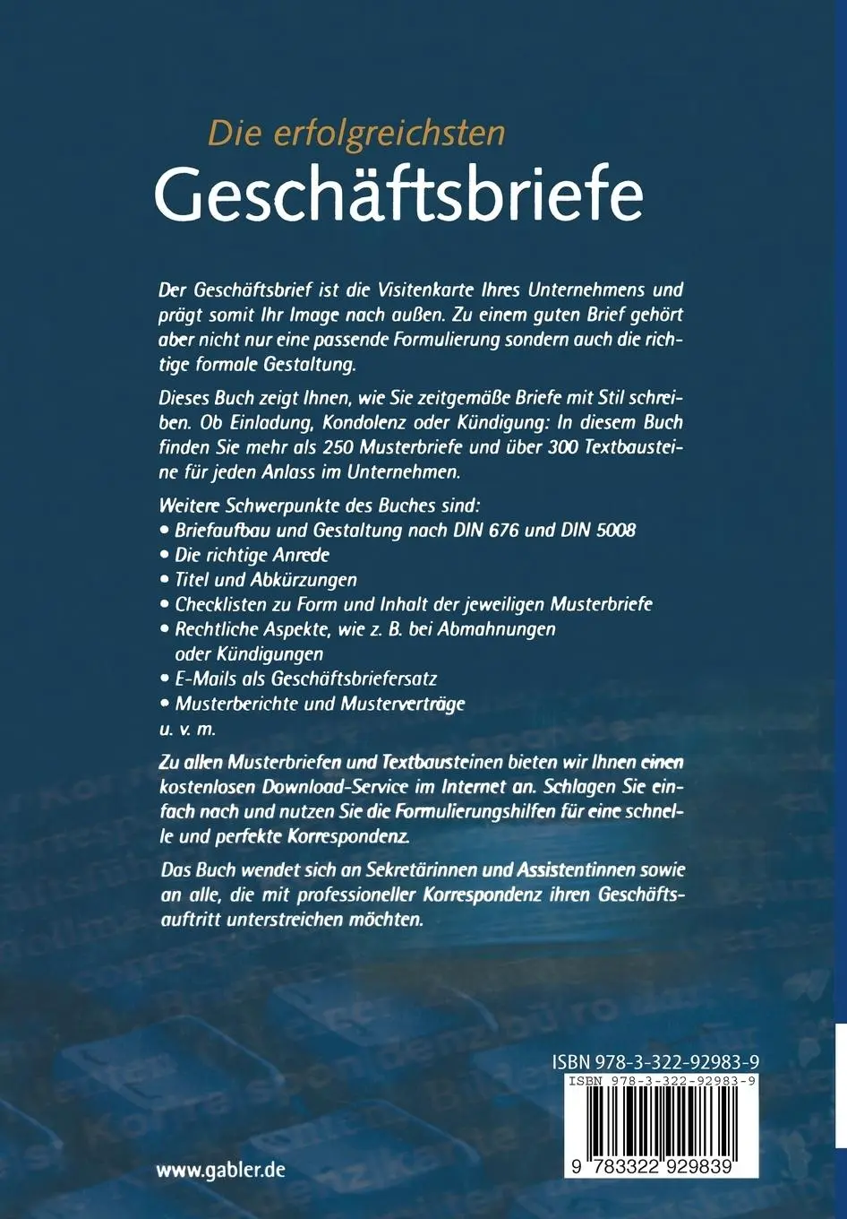 Rückseite: 9783322929839 | Die erfolgreichsten Geschäftsbriefe | Christiane Wurm | Taschenbuch