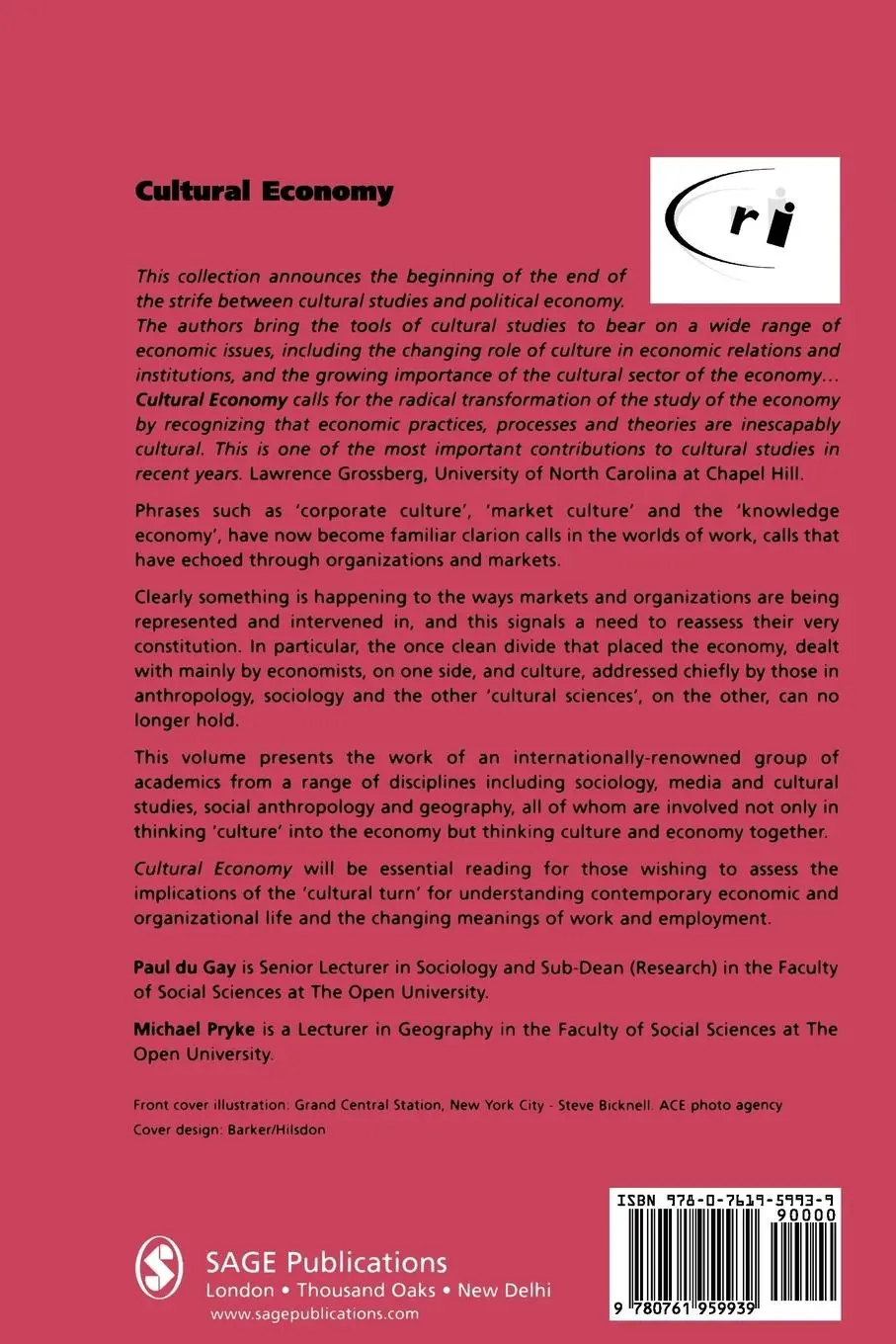 Rückseite: 9780761959939 | Cultural Economy | Cultural Analysis and Commercial Life | Economy
