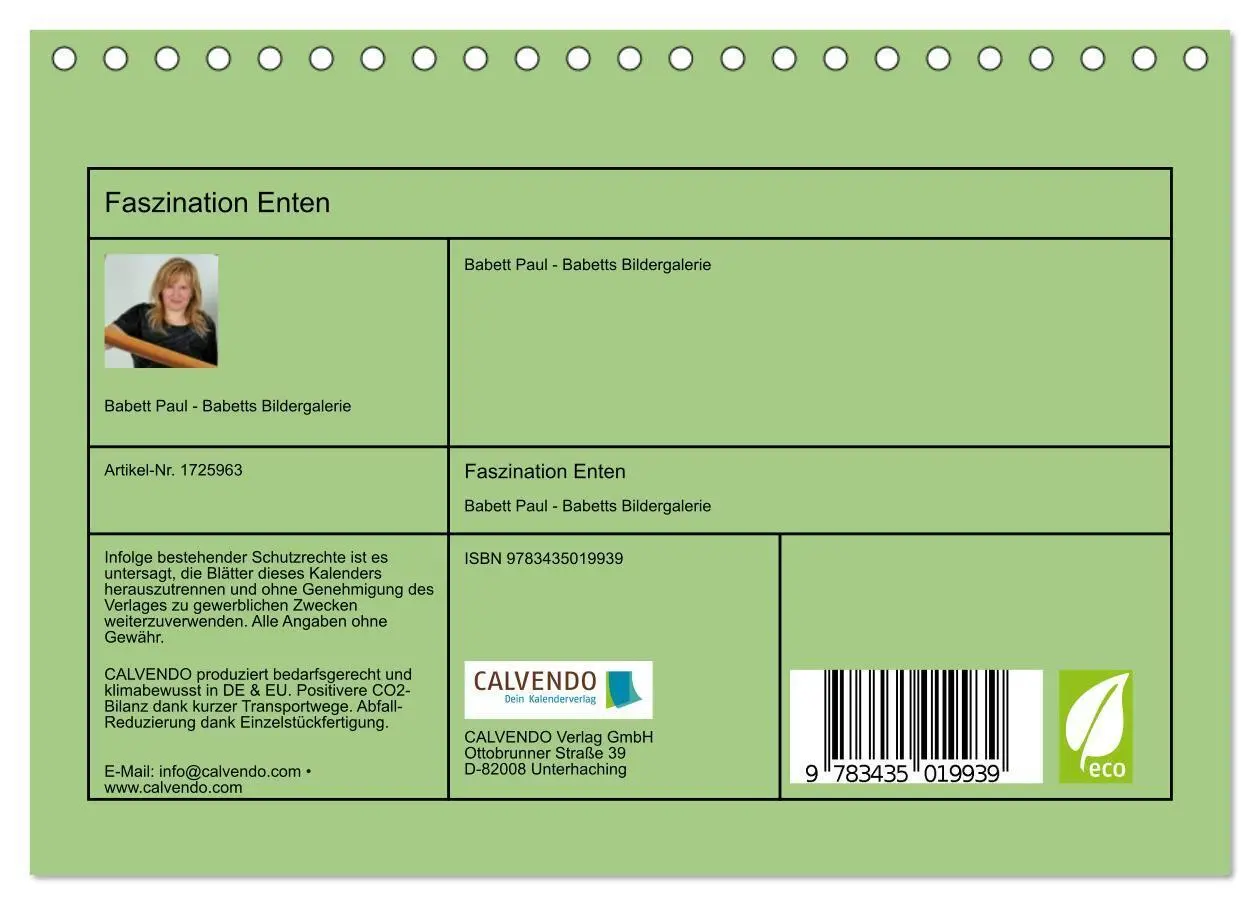 Bild: 9783435019939 | Faszination Enten (Tischkalender 2025 DIN A5 quer), CALVENDO...