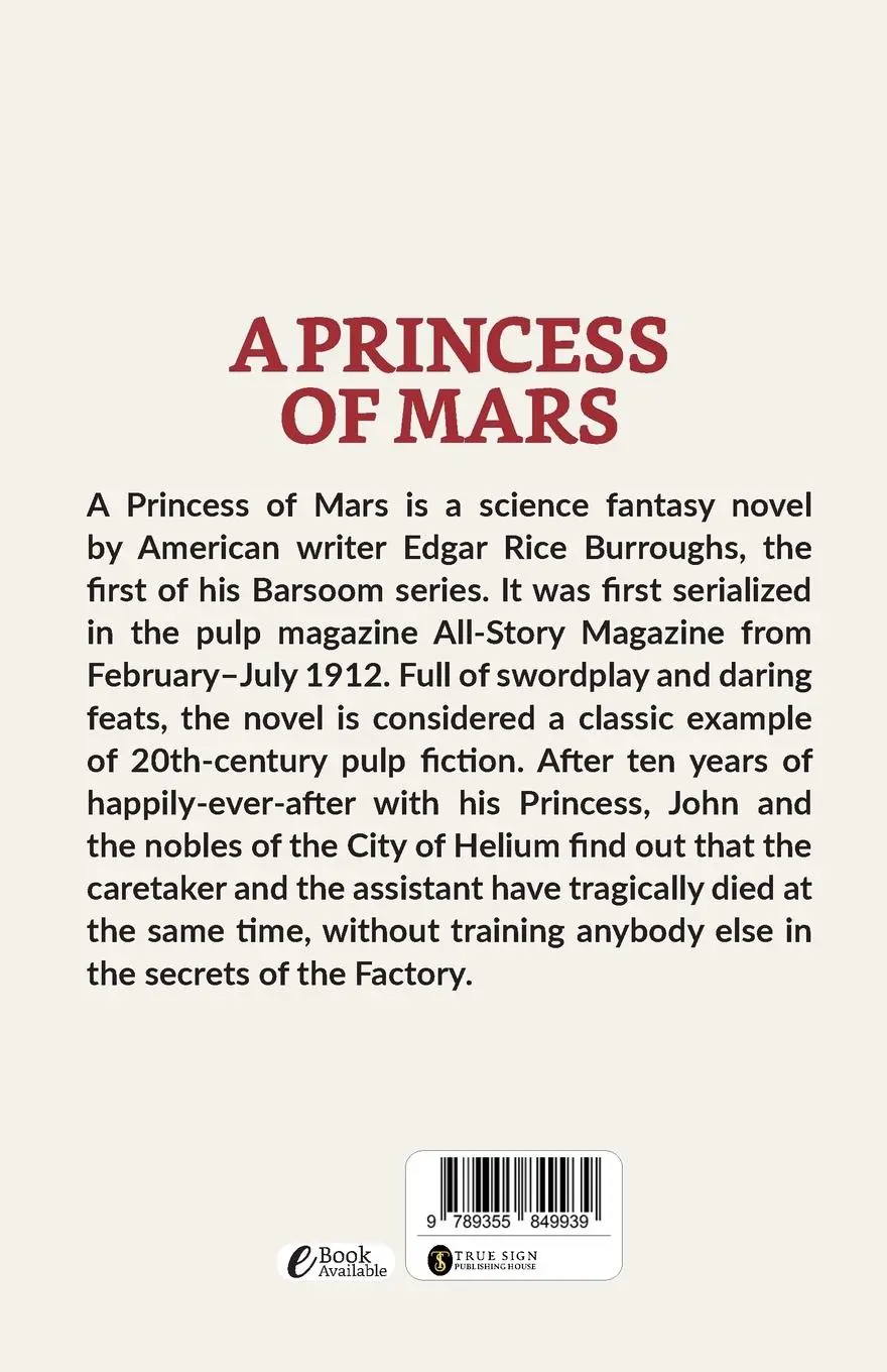 Rückseite: 9789355849939 | A Princess Of Mars | Edger Rice Burroughs | Taschenbuch | Englisch