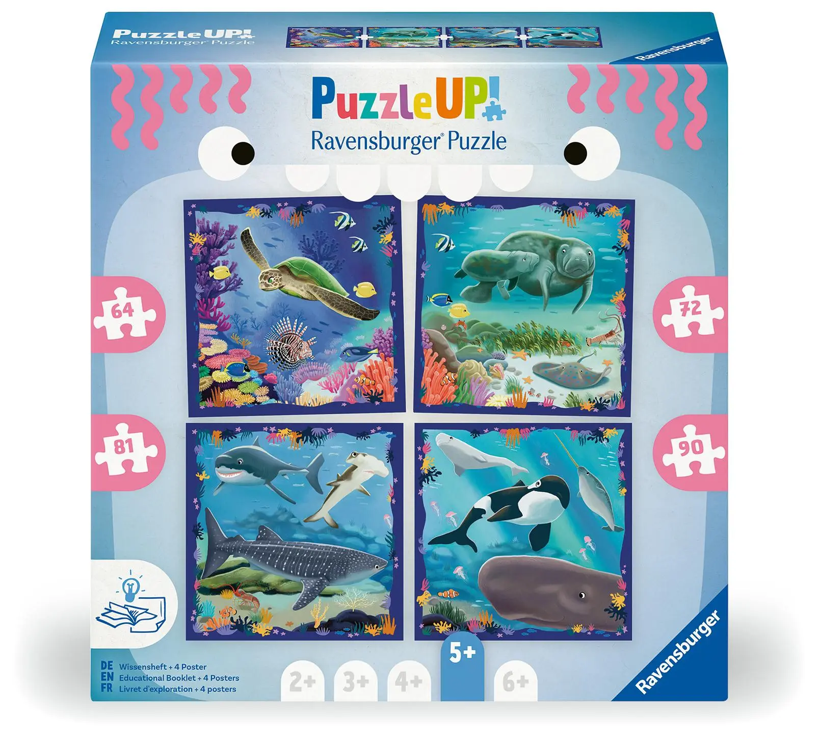 Cover: 4005555040040 | Puzzle UP! Meerestiere von Ravensburger, 12004004 - 4 Puzzles mit...