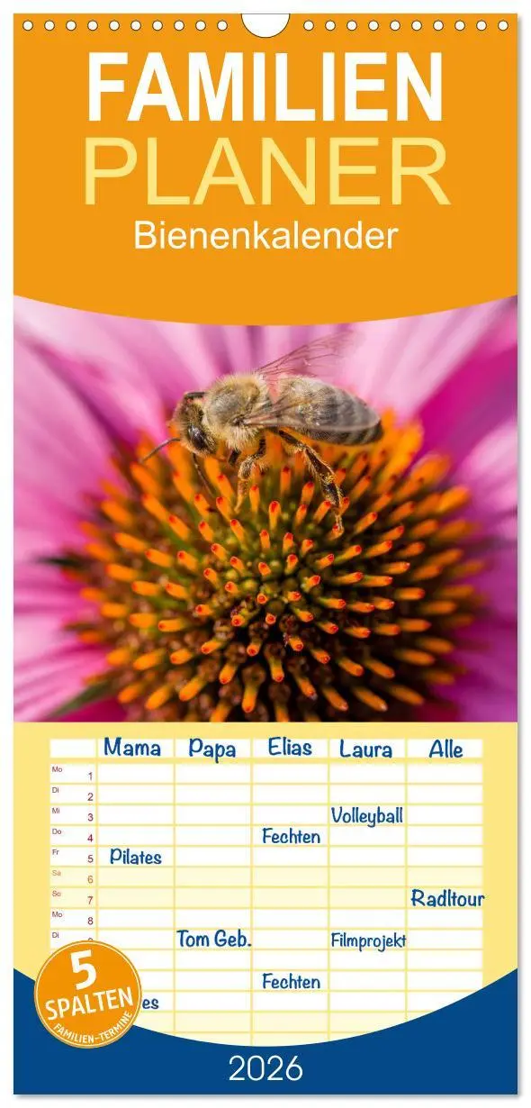 Cover: 9783516520040 | Familienplaner 2026 - Bienenkalender mit 5 Spalten (Wandkalender,...