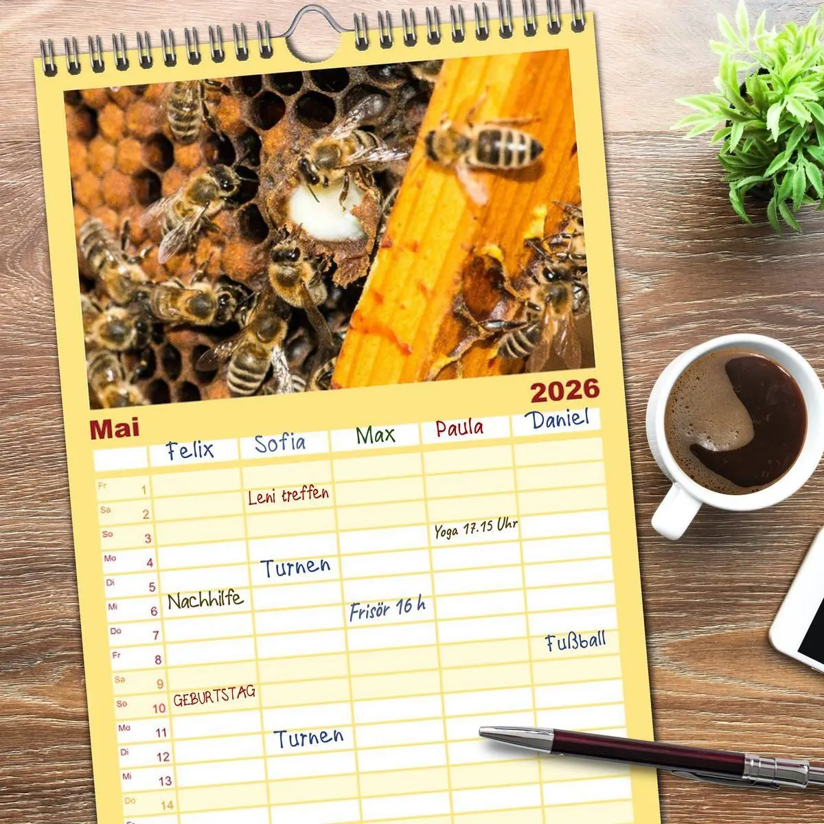 Bild: 9783516520040 | Familienplaner 2026 - Bienenkalender mit 5 Spalten (Wandkalender,...